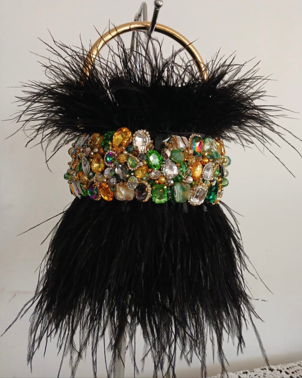 Glamour Feathered Jewel Tote