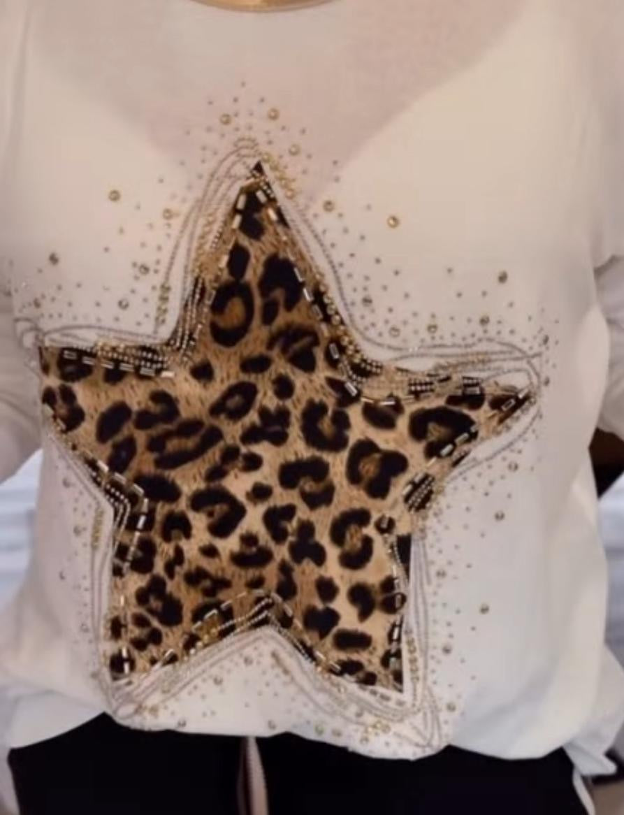 Ultra Soft Alpaca Leopard Star Sweater