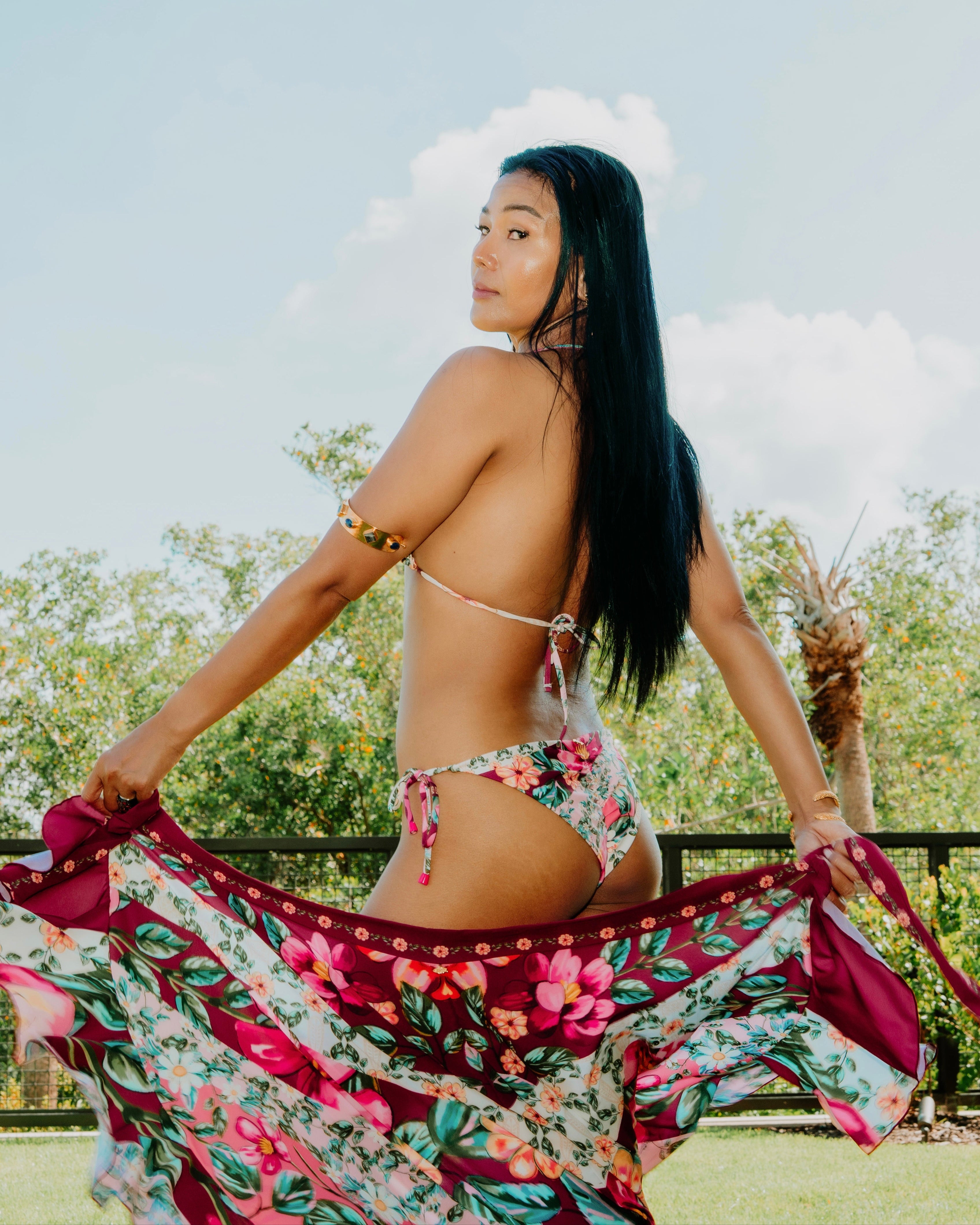 Floral Pareo Wrap Skirt