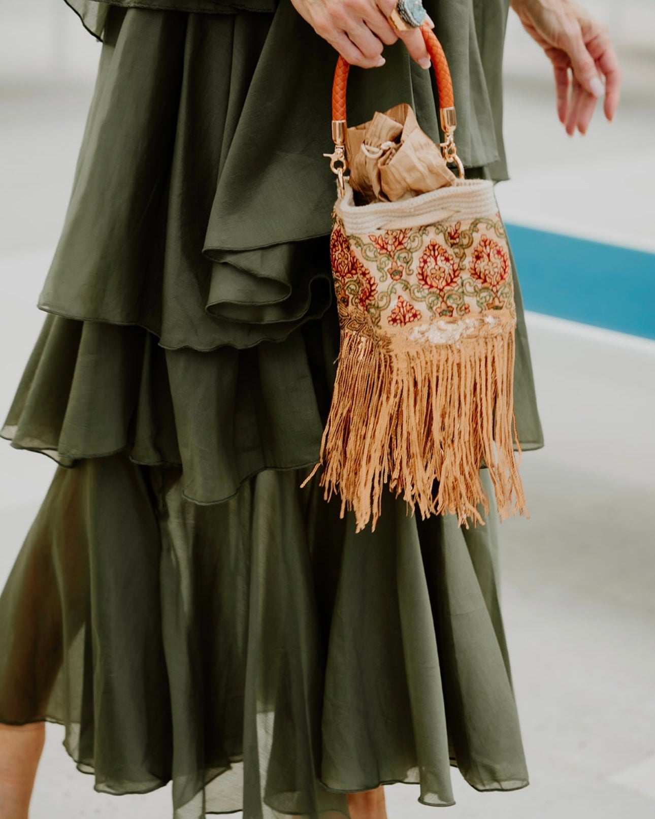 Brocade Golden Fringe Dream Tote