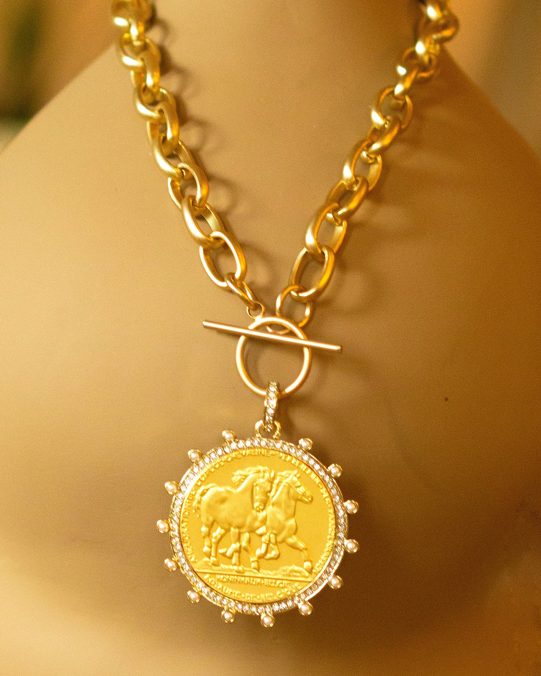 Sacred Beginnings Horse Coin Pendant Necklace