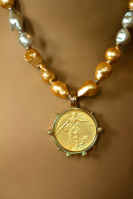 Load image into Gallery viewer, COIN NECKLACE w/GOLD/SILVER BAROQUE PEARLS
