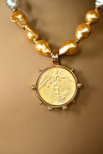 Load image into Gallery viewer, COIN NECKLACE w/GOLD/SILVER BAROQUE PEARLS
