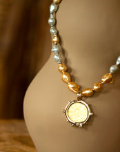 Load image into Gallery viewer, COIN NECKLACE w/GOLD/SILVER BAROQUE PEARLS
