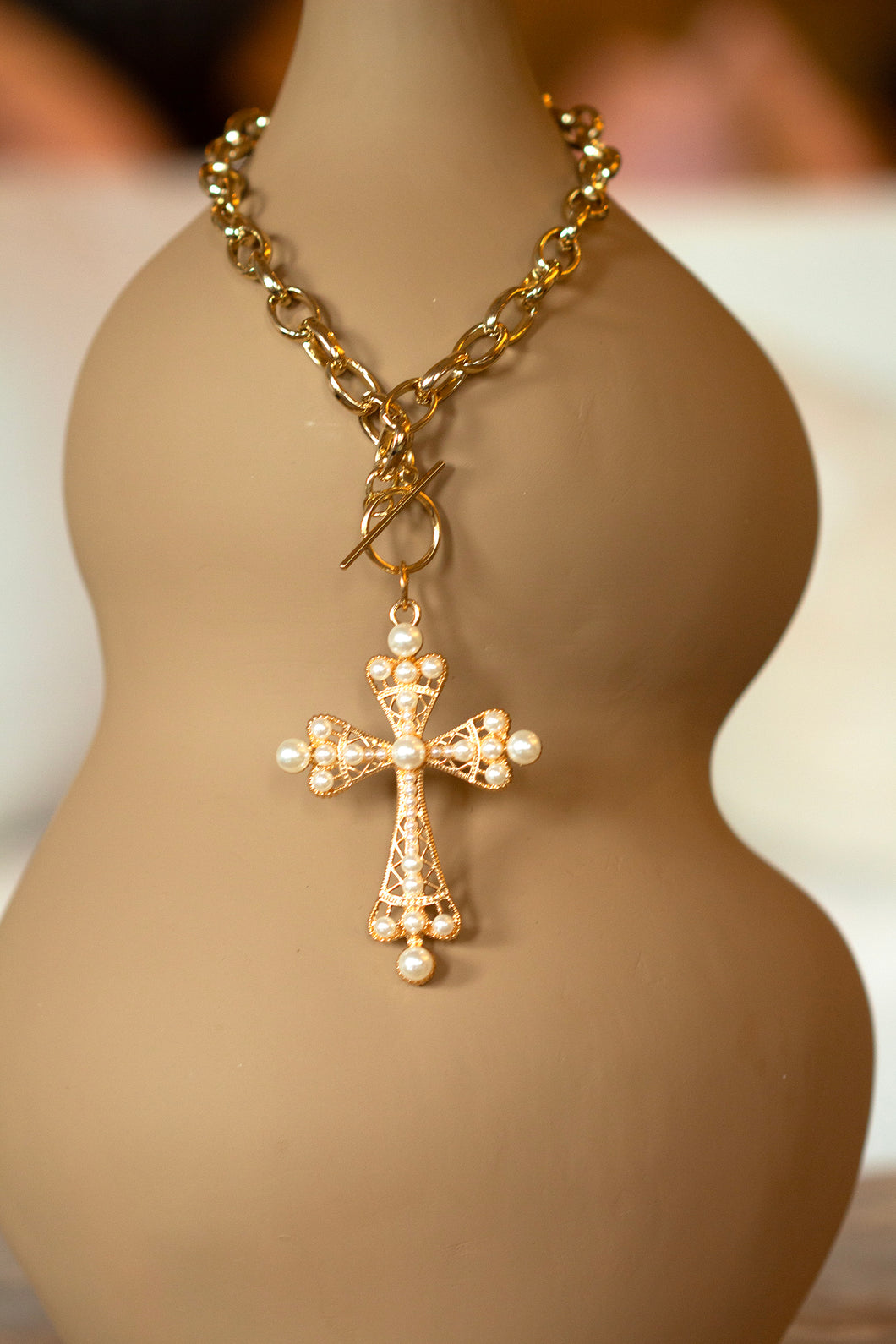 Pearl Cross Necklace