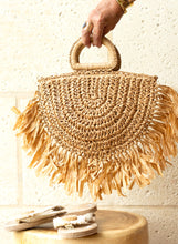 Load image into Gallery viewer, Khaki Raffia Flower Bag
