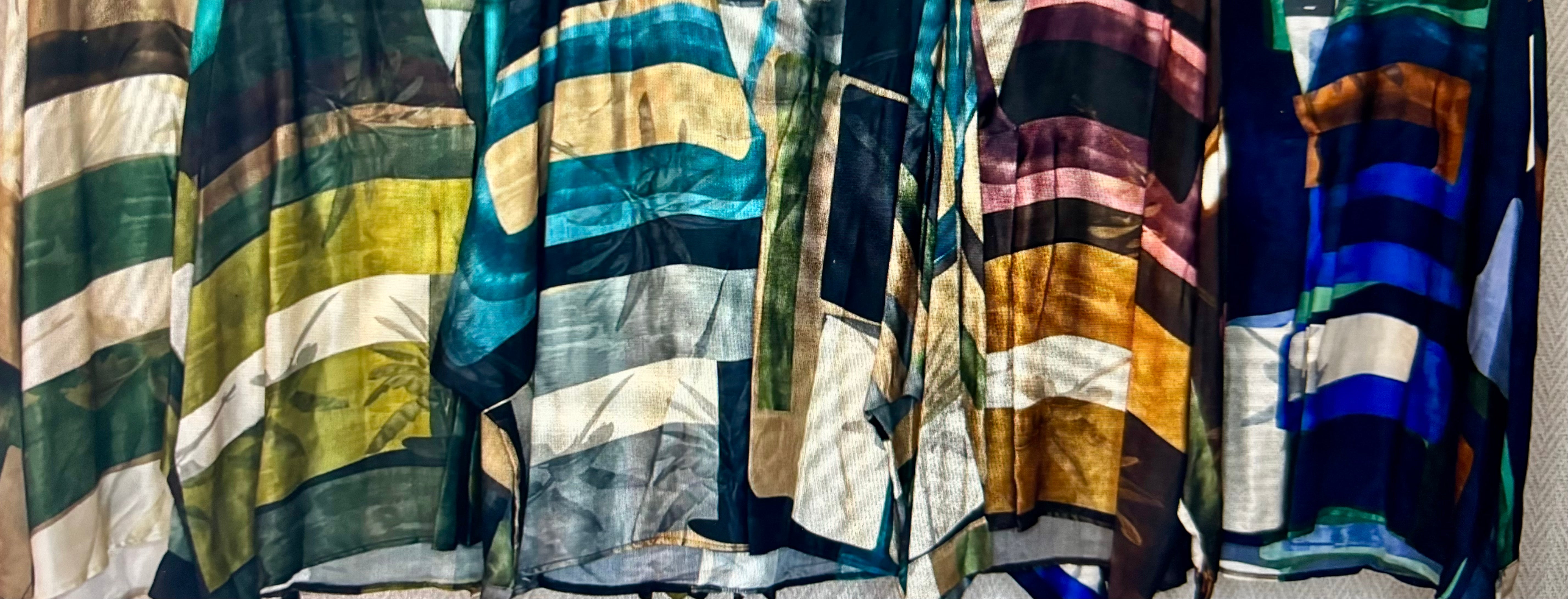 Abstract Striped Silk Tops