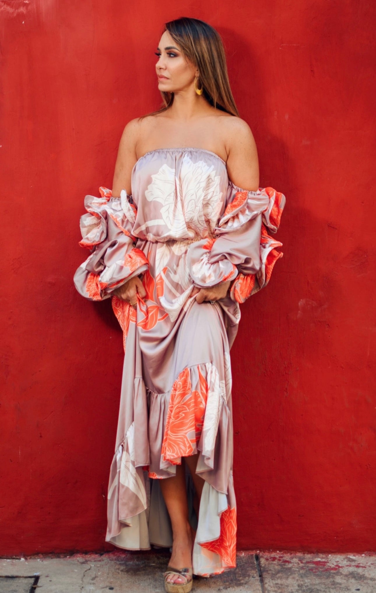 Off-Shoulder Ruffle Maxi Dress