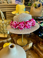 Load image into Gallery viewer, Summer Hat with Hot Pink Flower Headband
