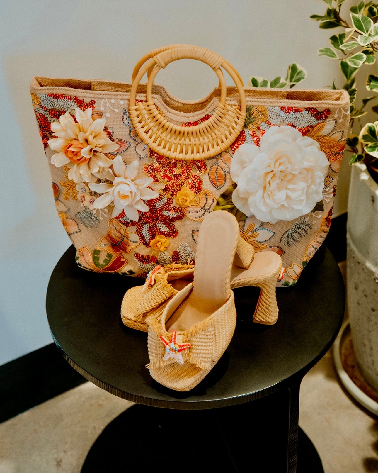 Coral Starfish Raffia Heels