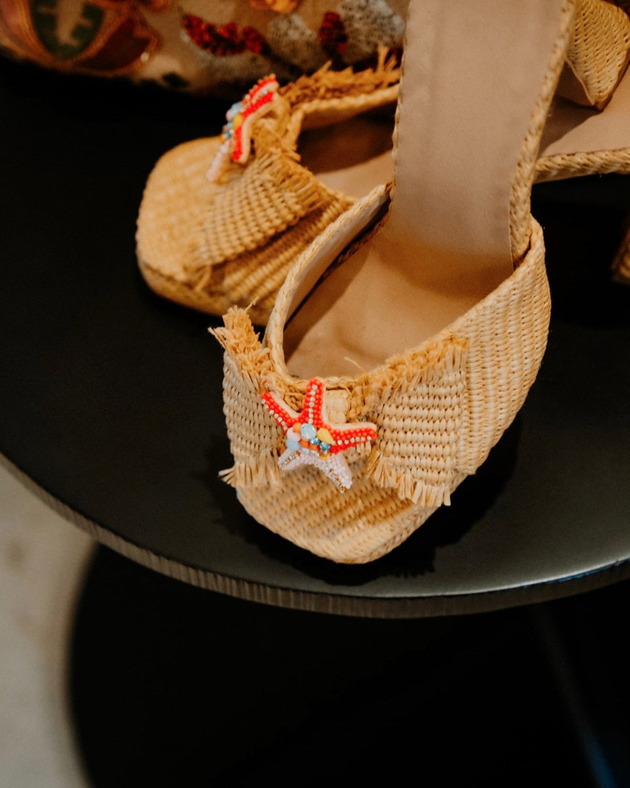 Coral Starfish Raffia Heels