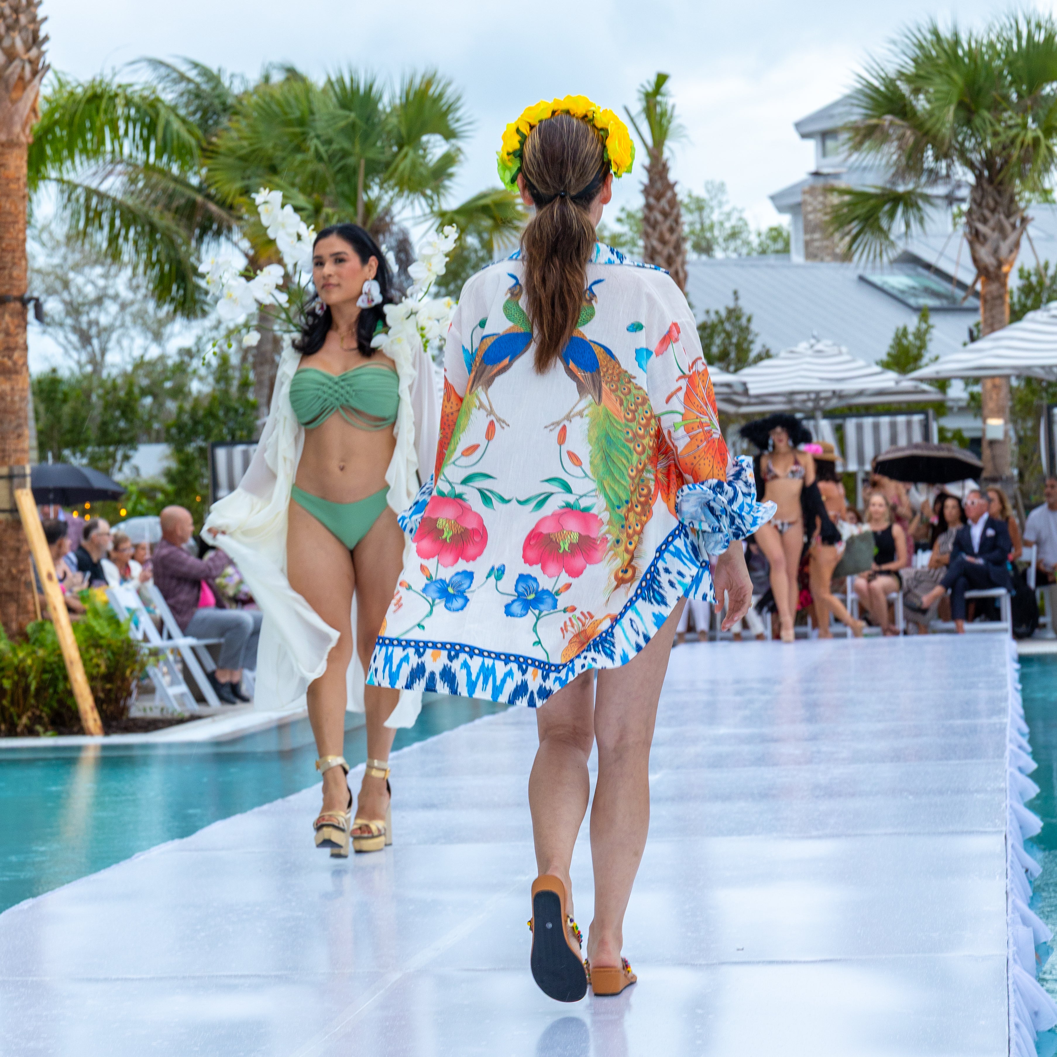 Peacock Garden Linen Coverup Top