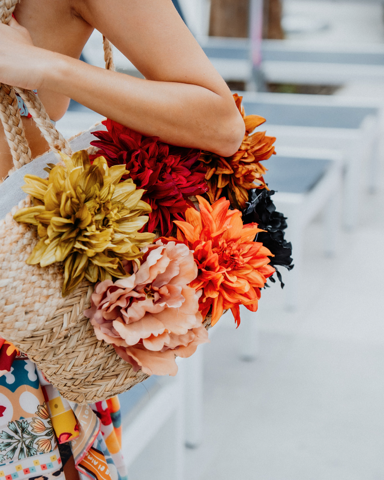 Large Tote with Flowers