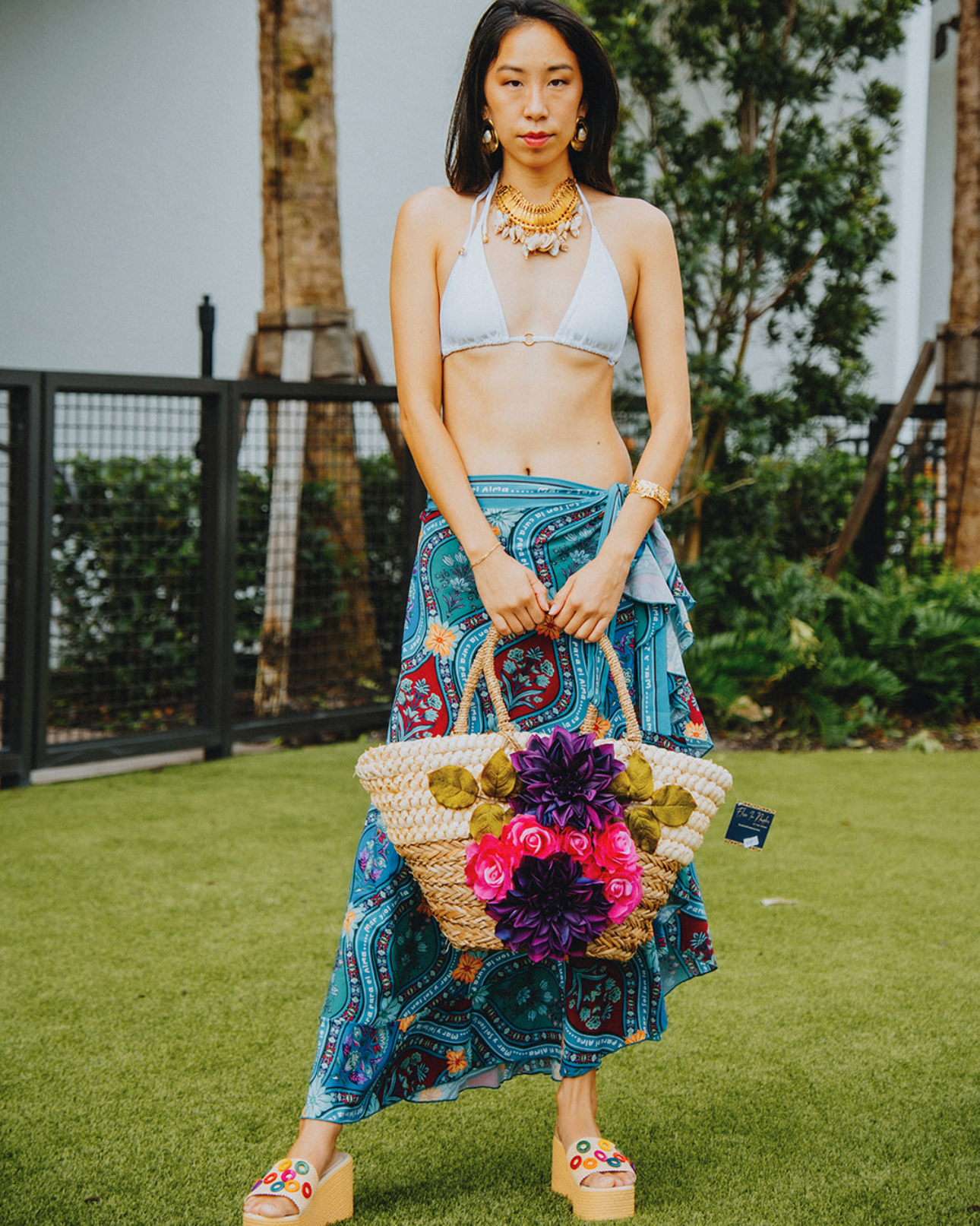 Bold Bloom Market Tote – Purple & Pink Floral Edition