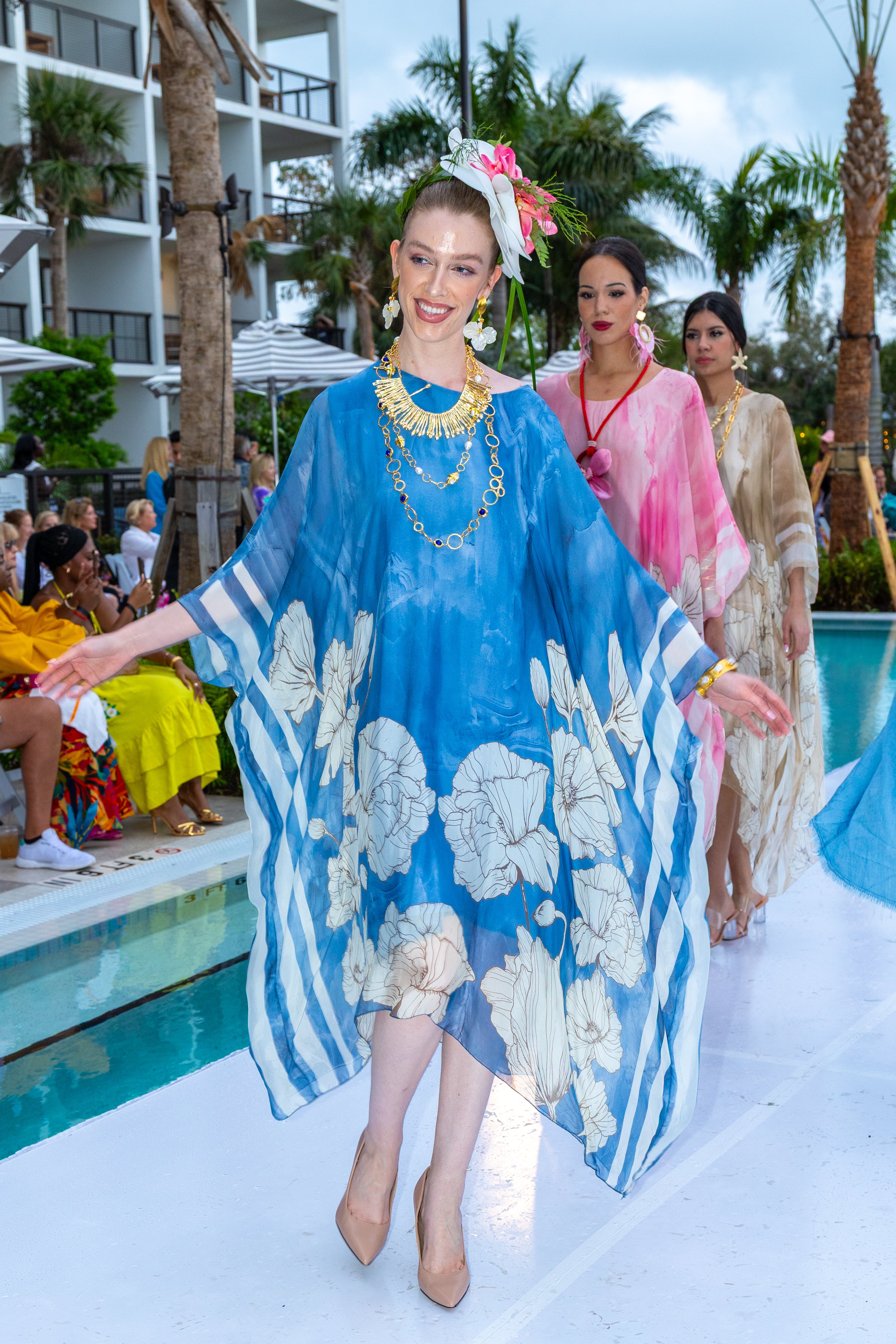 Silk Floral Kaftan Dress