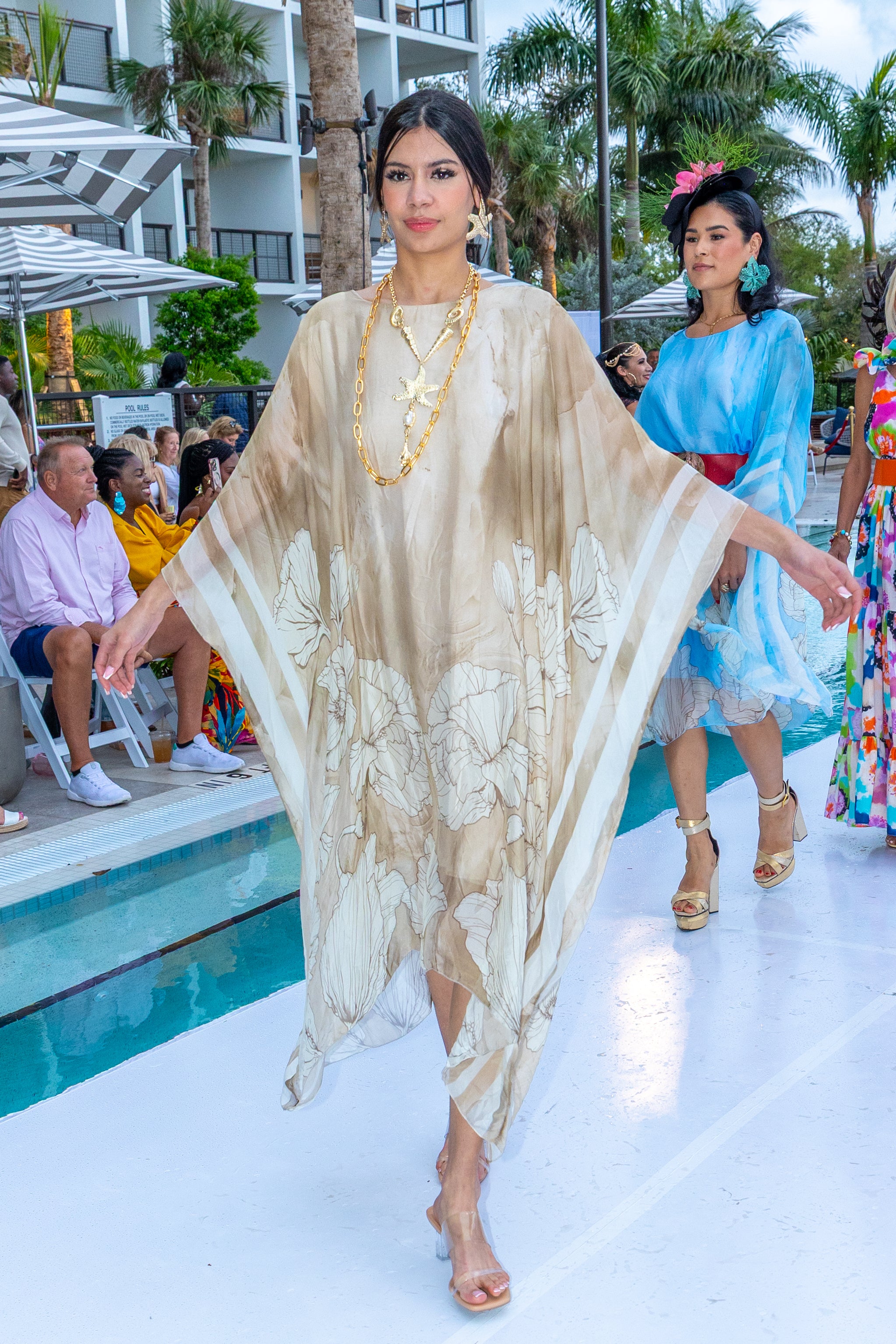 Silk Floral Kaftan Dress
