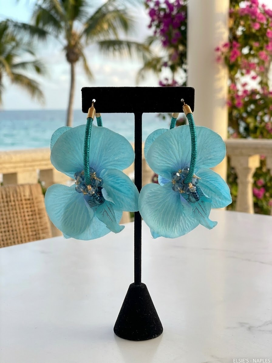 Azul Orchid Hoop Earrings