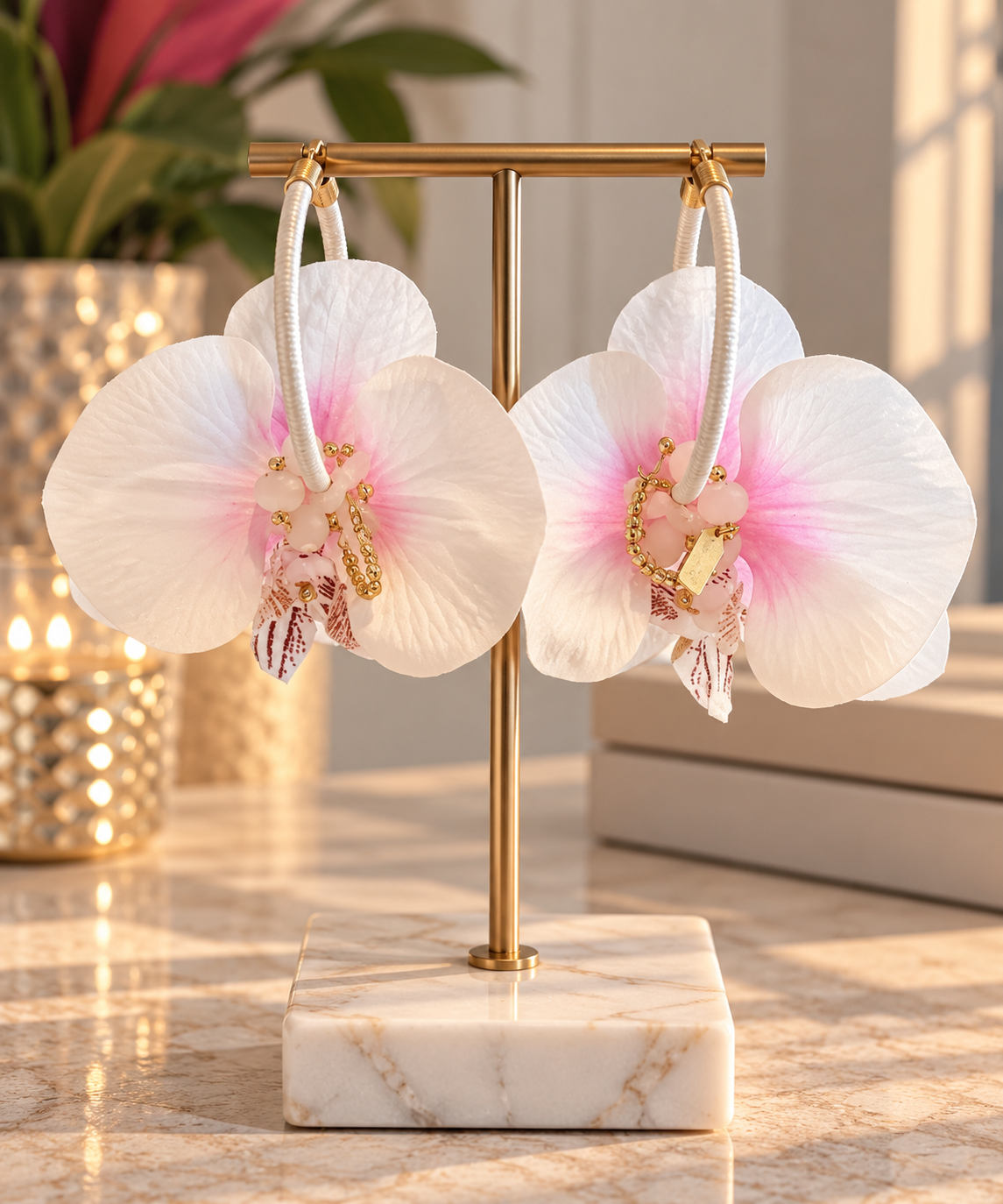 Blushing Orchid Hoop Earrings