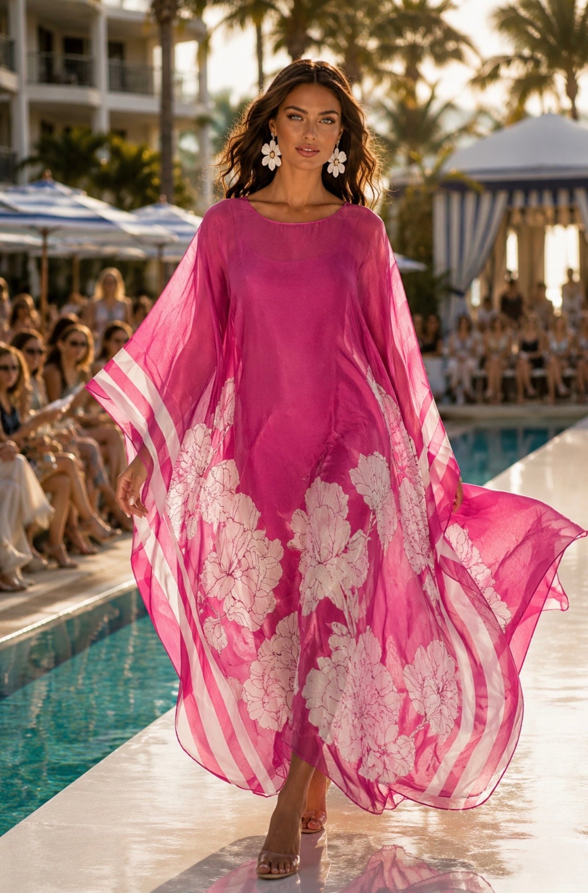 Silky Floral Kaftan Dress