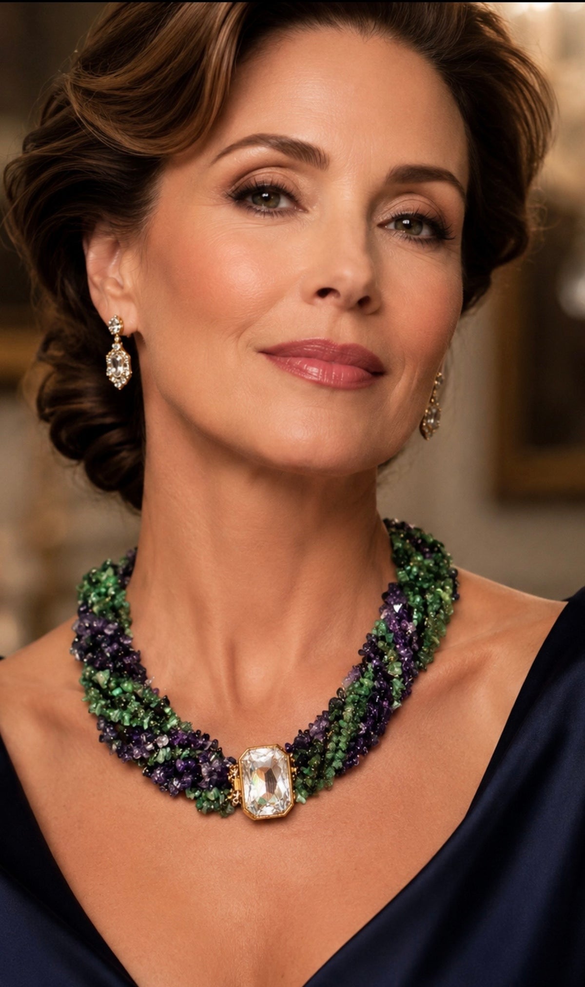 Raw Emerald & Amethyst Torsade Necklace