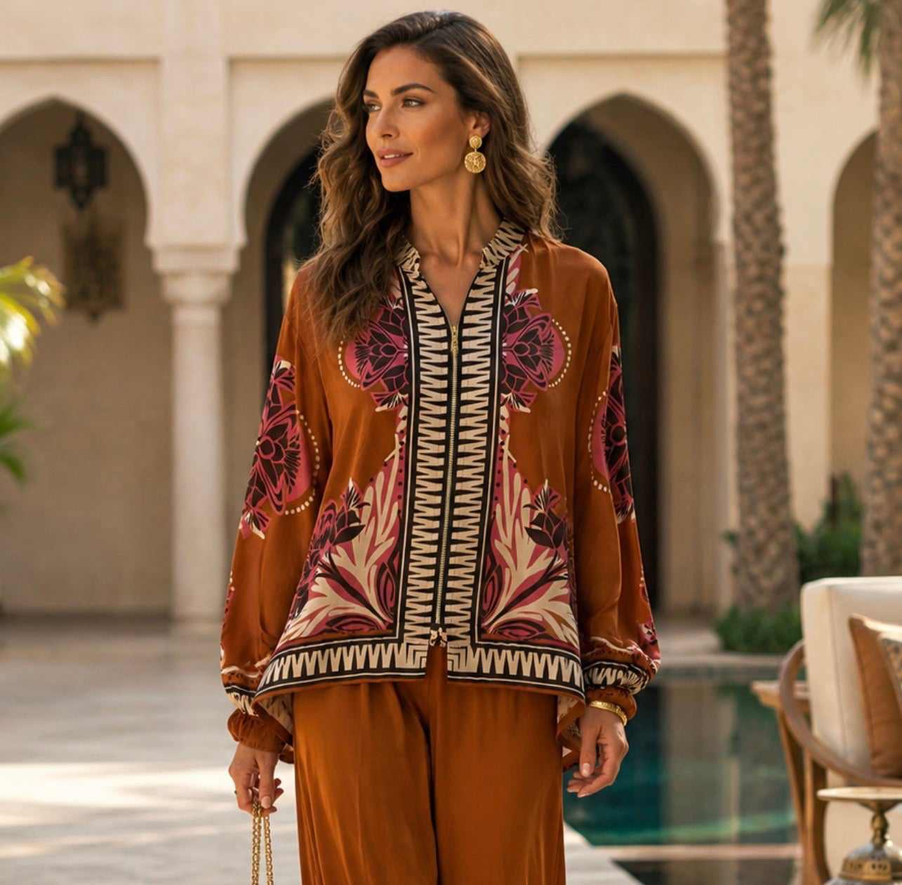 Printed Zip-Front Jacket
