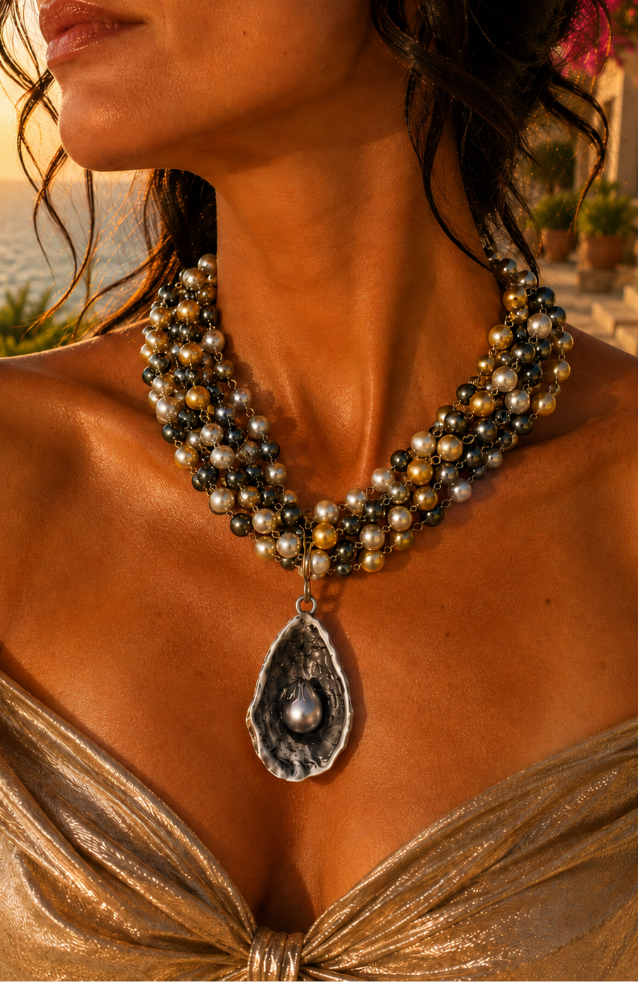 Noir Oyster Pearl Necklace