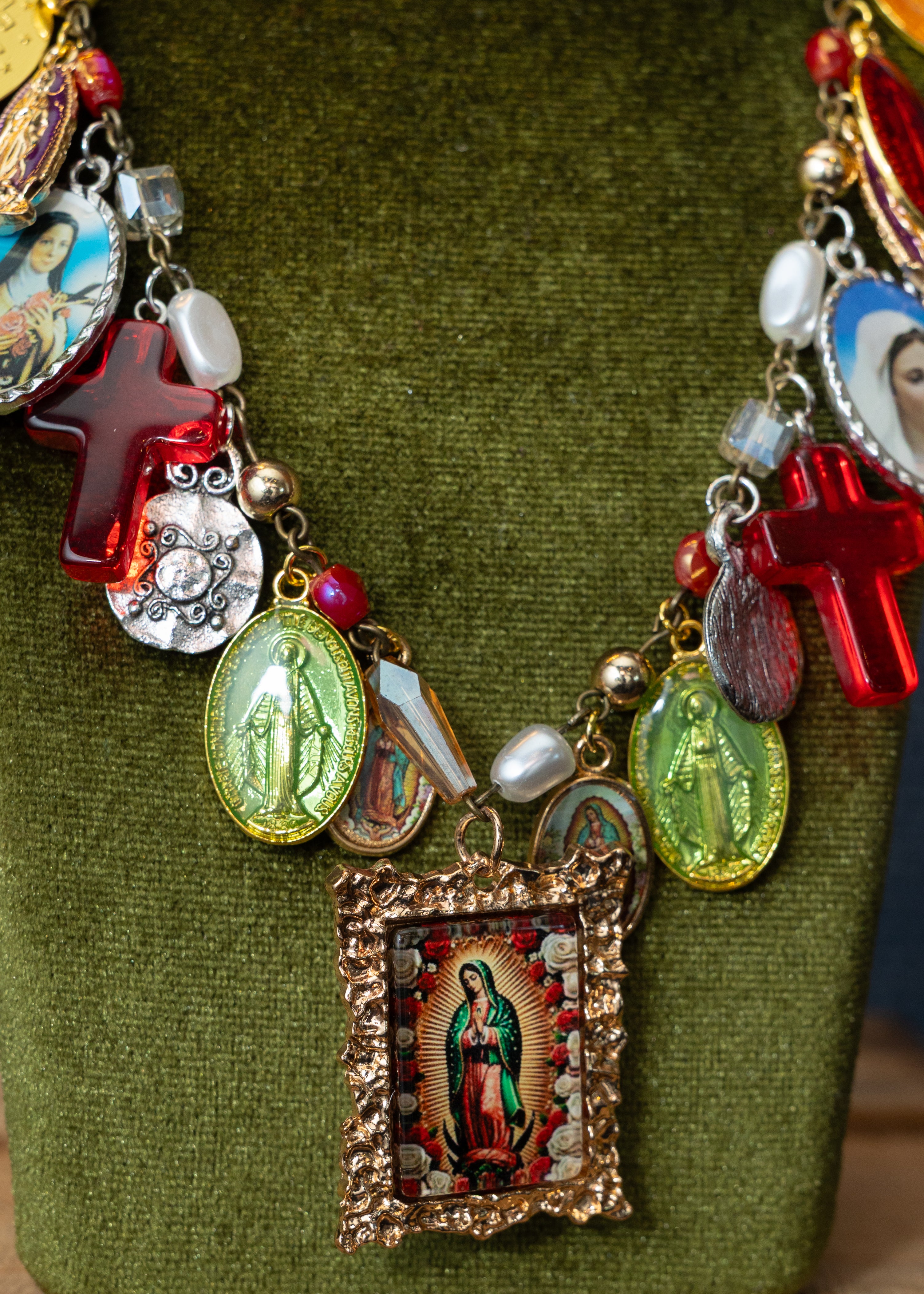 Framed Guadalupe Statement Necklace