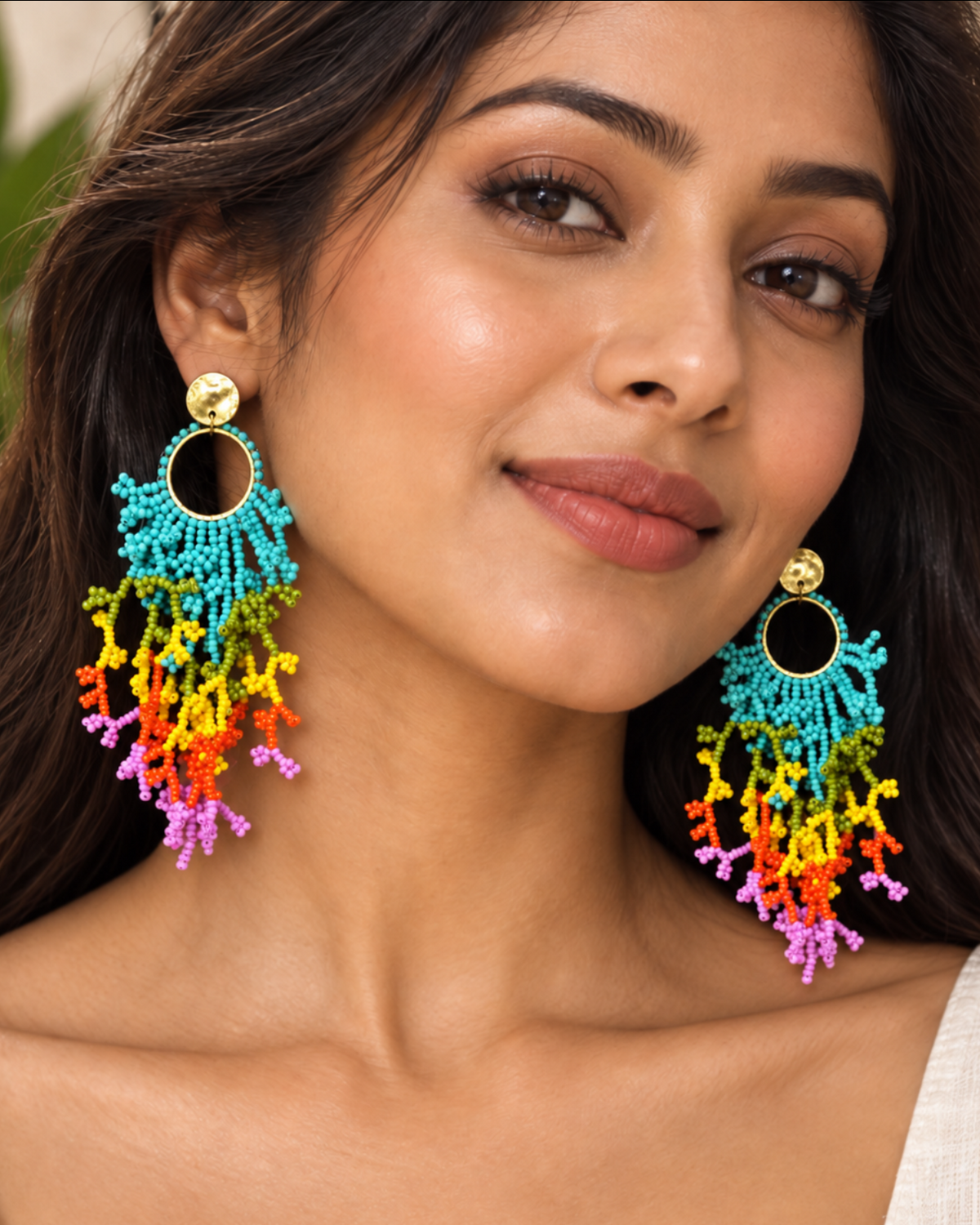 Sunshine Mandarine Reef Beaded Earrings