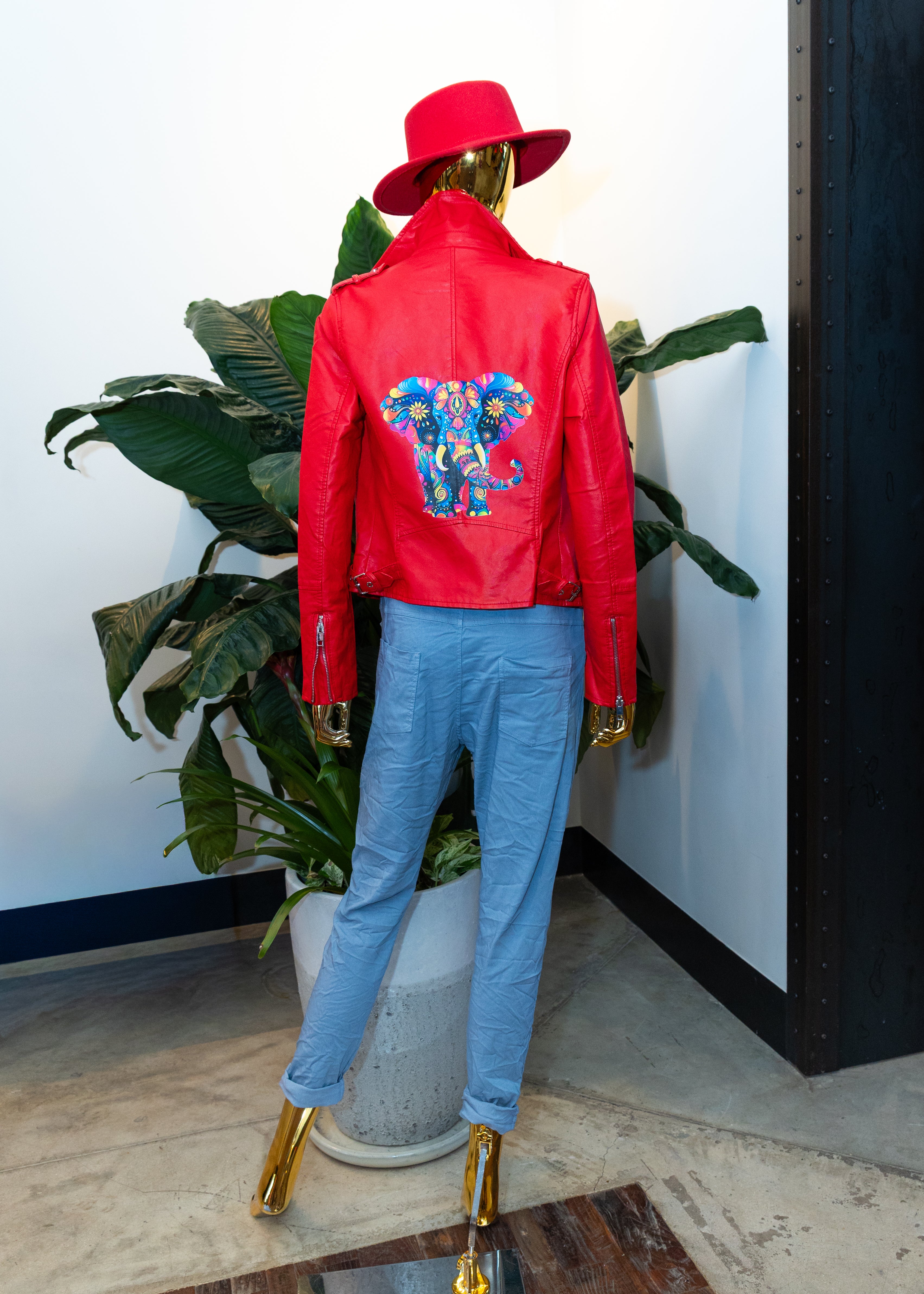 Electric Elephant Leather Moto Jacket