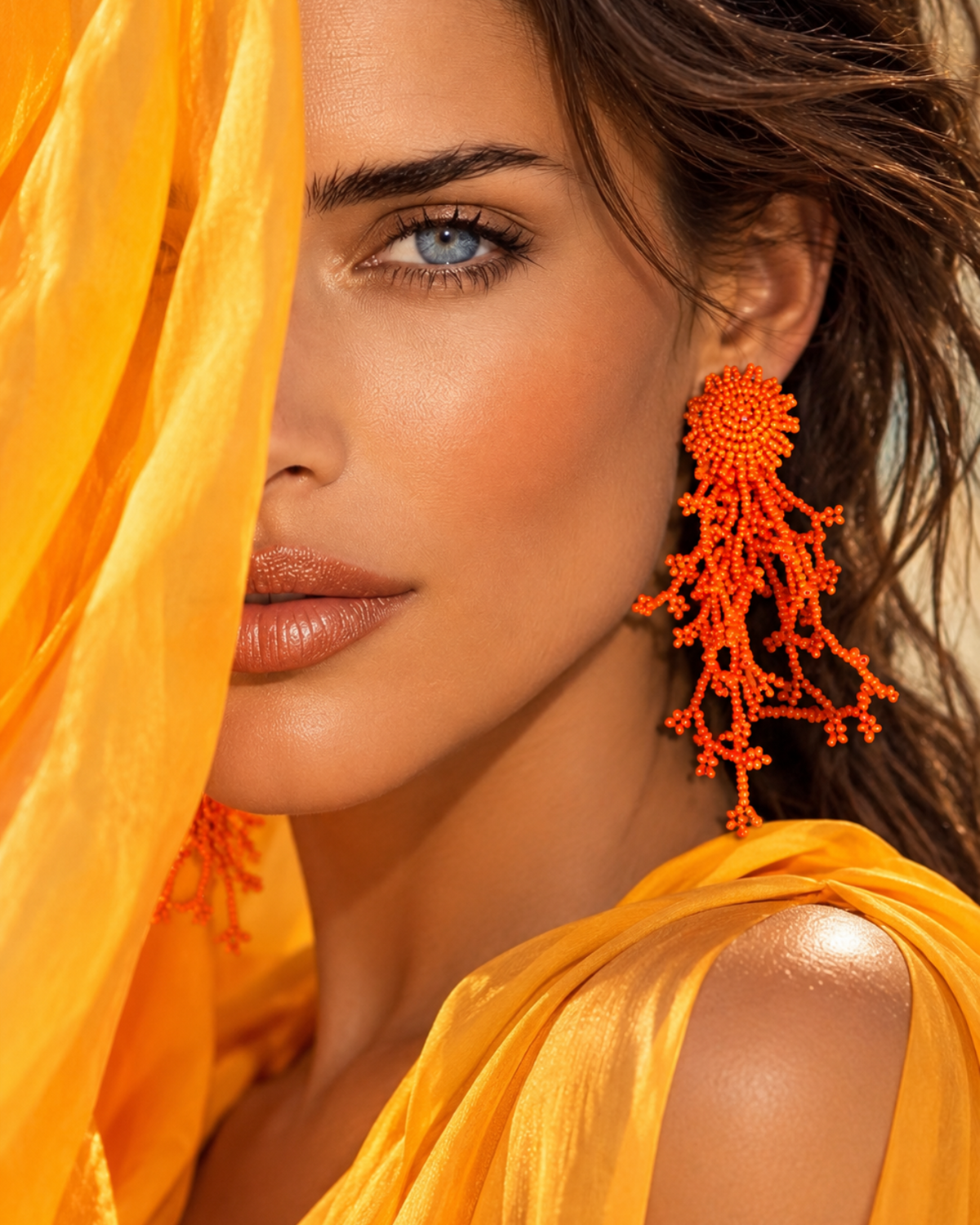 Sun-Kissed Coral Statement Earrings