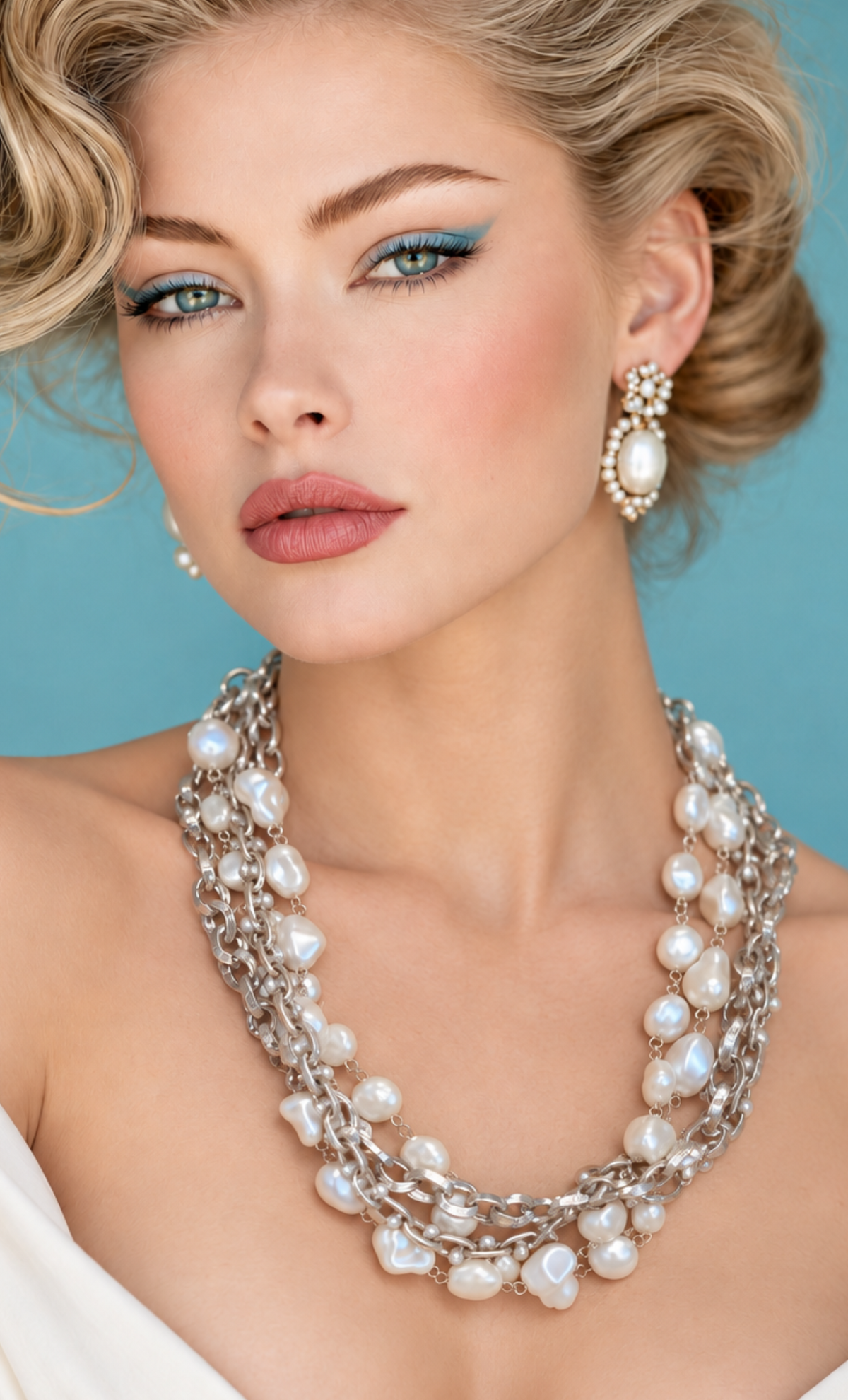 Layered Pearl Chain Necklace
