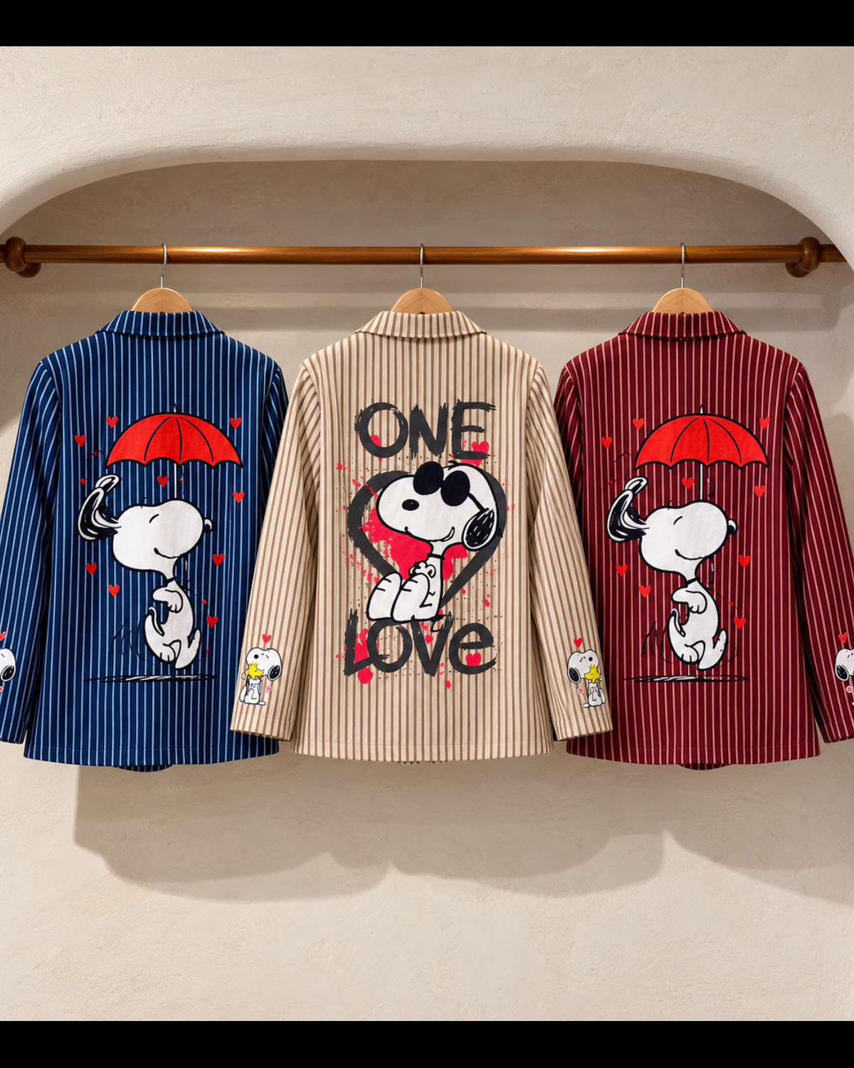 Snoopy Love Story Pinstripe Blazer