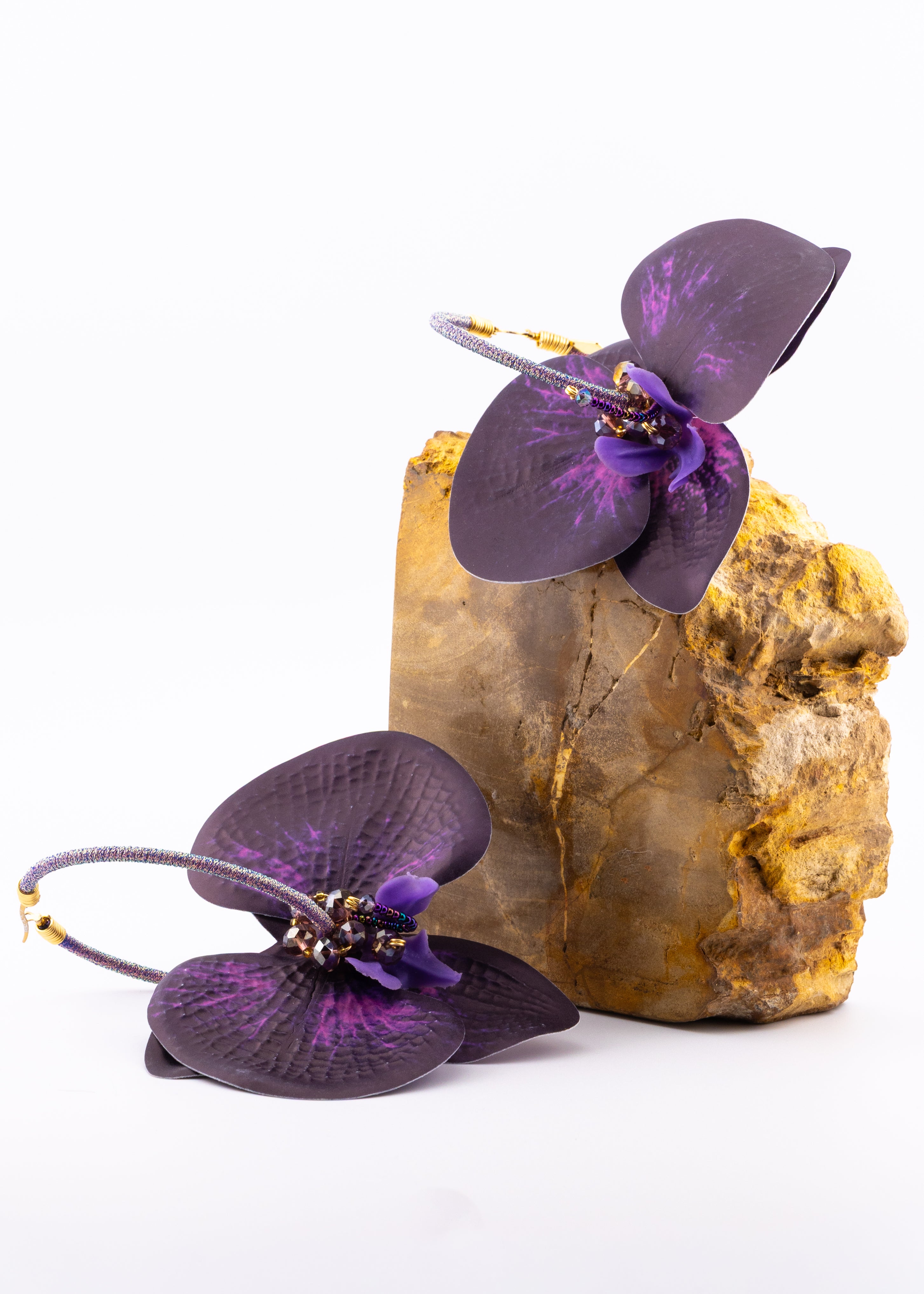 Amethyst Orchid Hoop Earrings