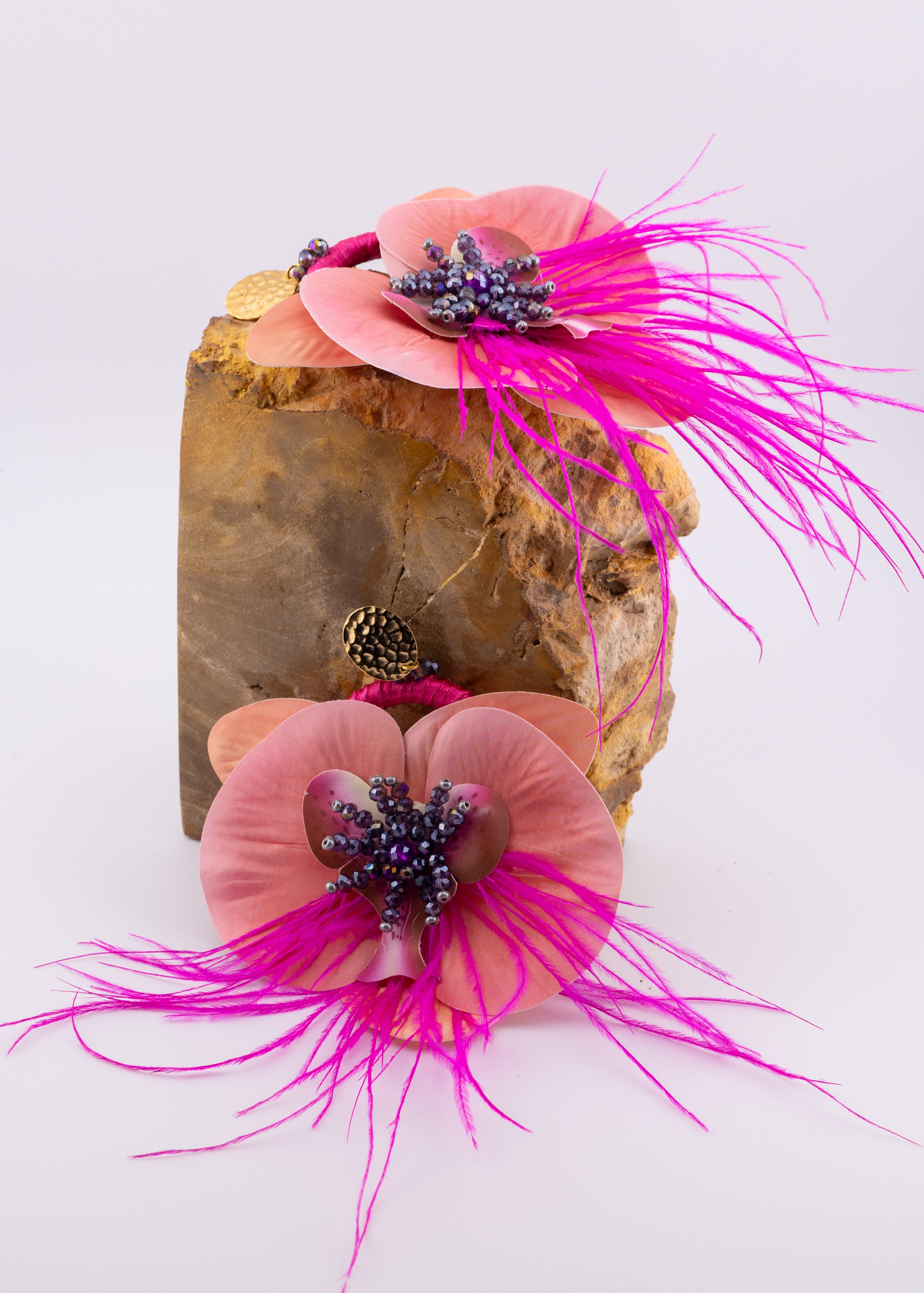Fuchsia Feather Statement Earrings