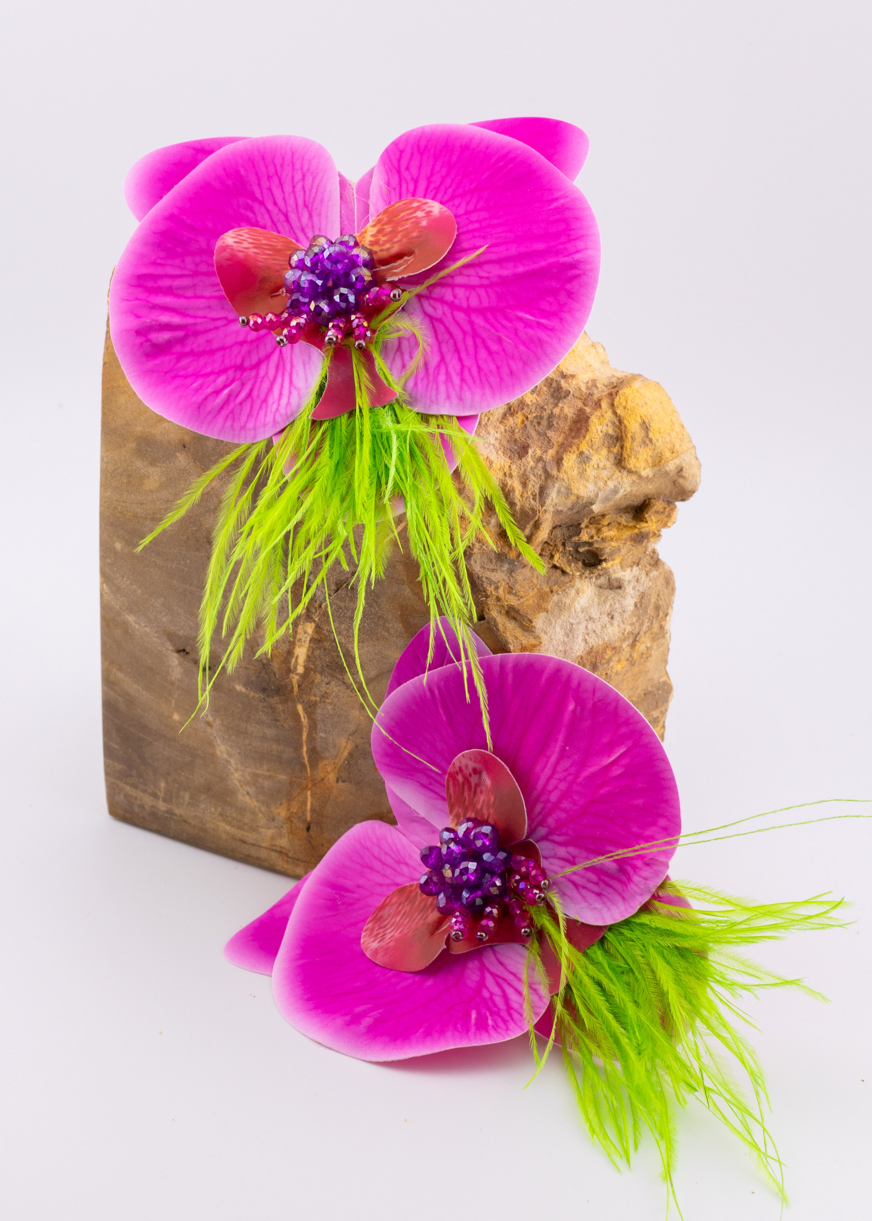 Electric Orchid Feather Statement Earrings