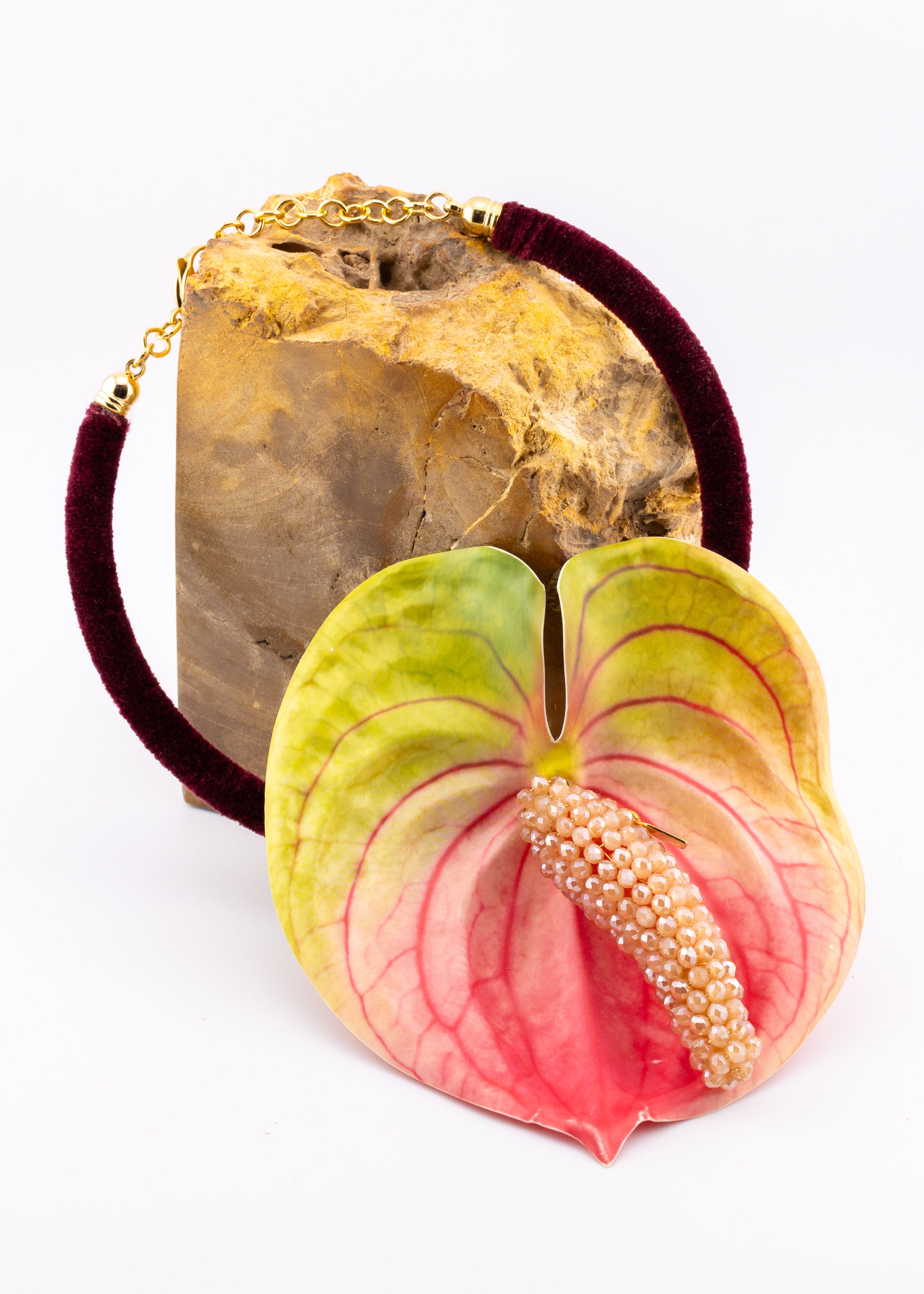 Velvet Anthurium Statement Necklace
