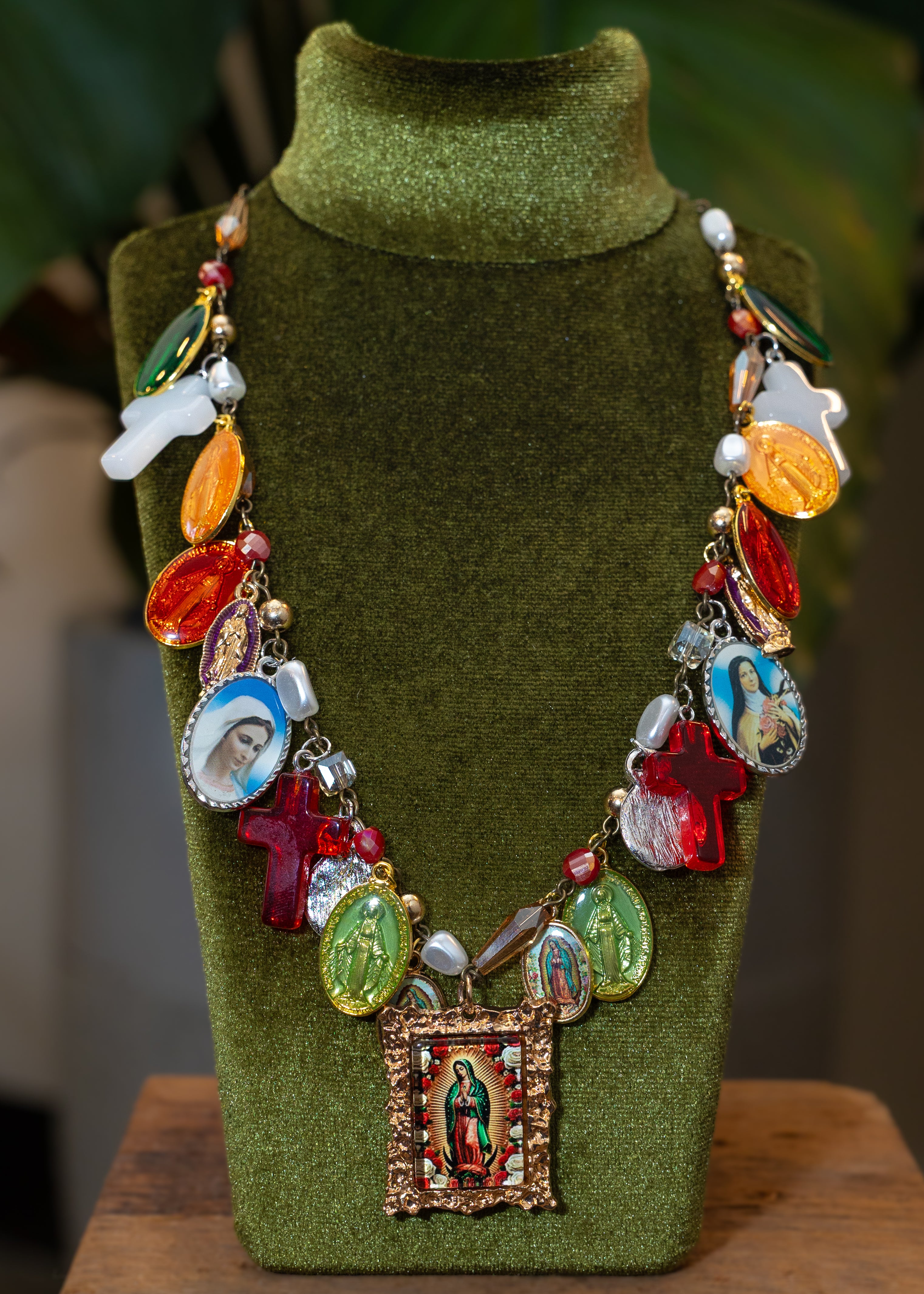 Framed Guadalupe Statement Necklace