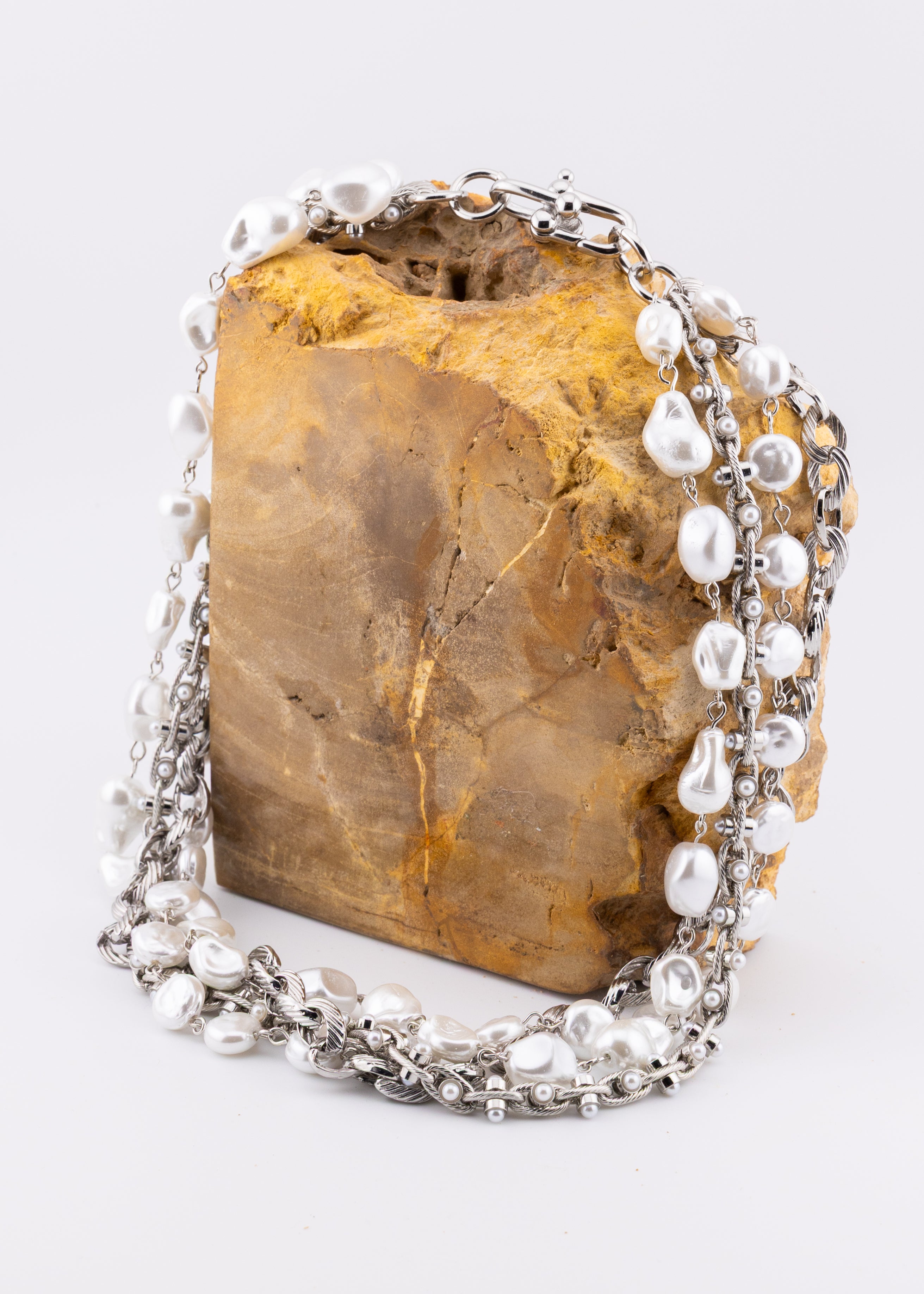 Layered Pearl Chain Necklace