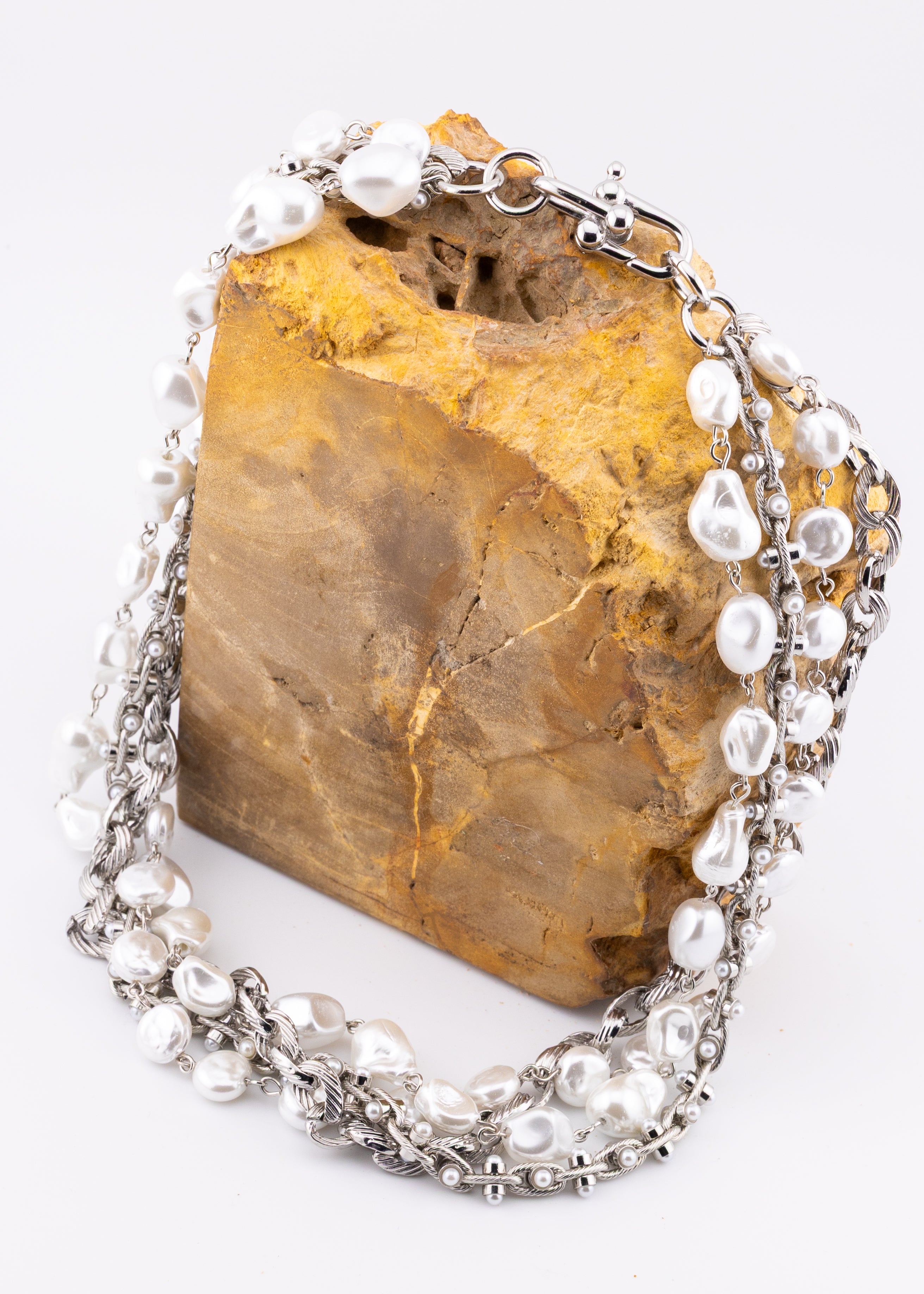 Layered Pearl Chain Necklace