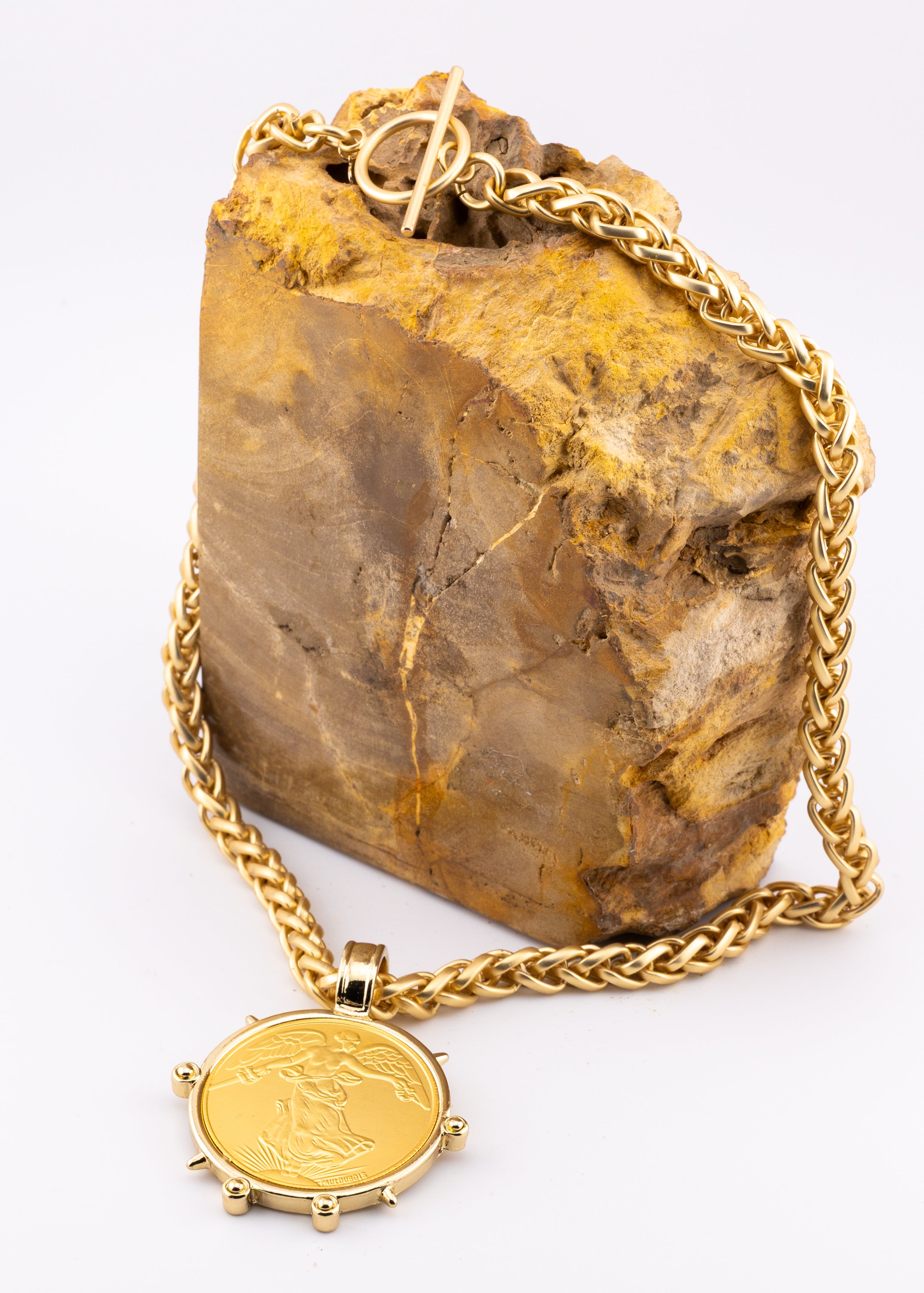 Gold Medallion Statement Necklace