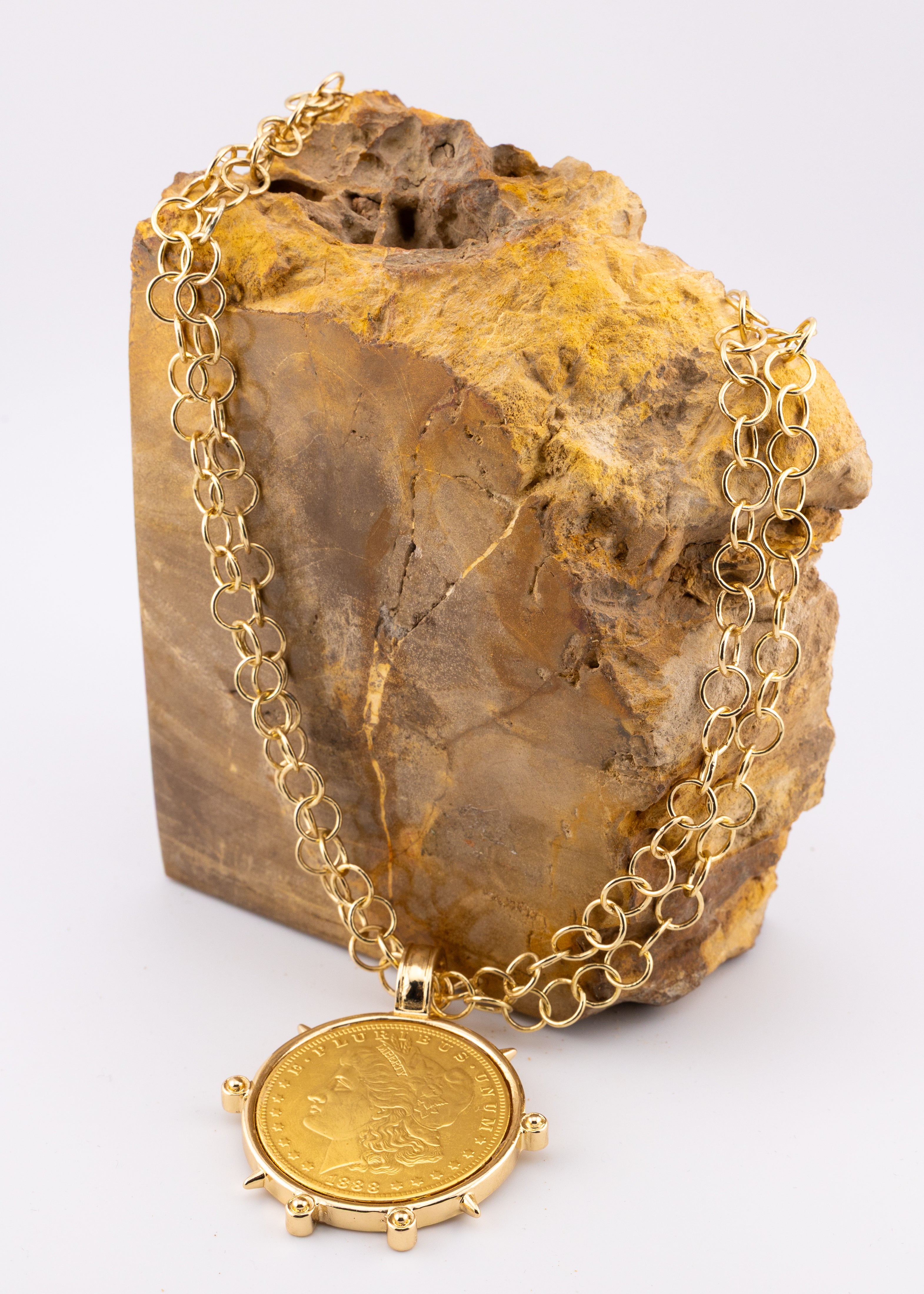 Double Chain Coin Necklace
