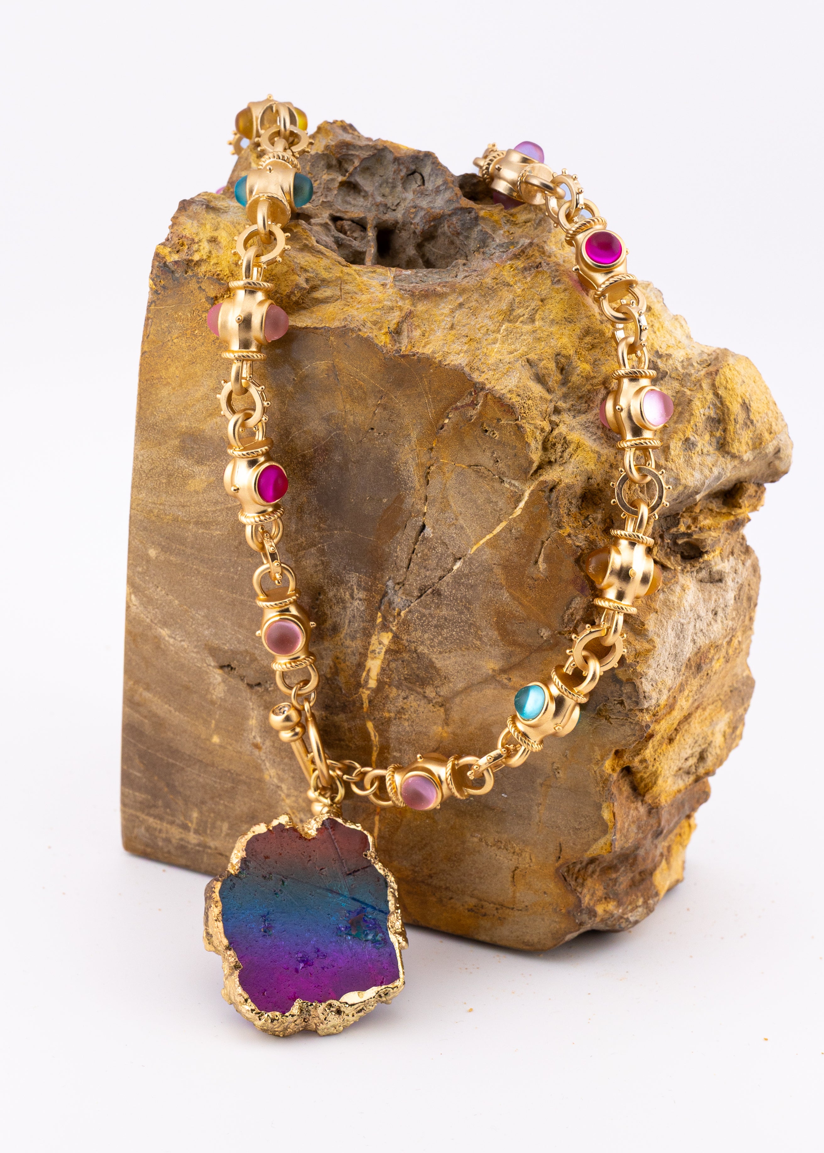 Iridescent Stone Statement Necklace