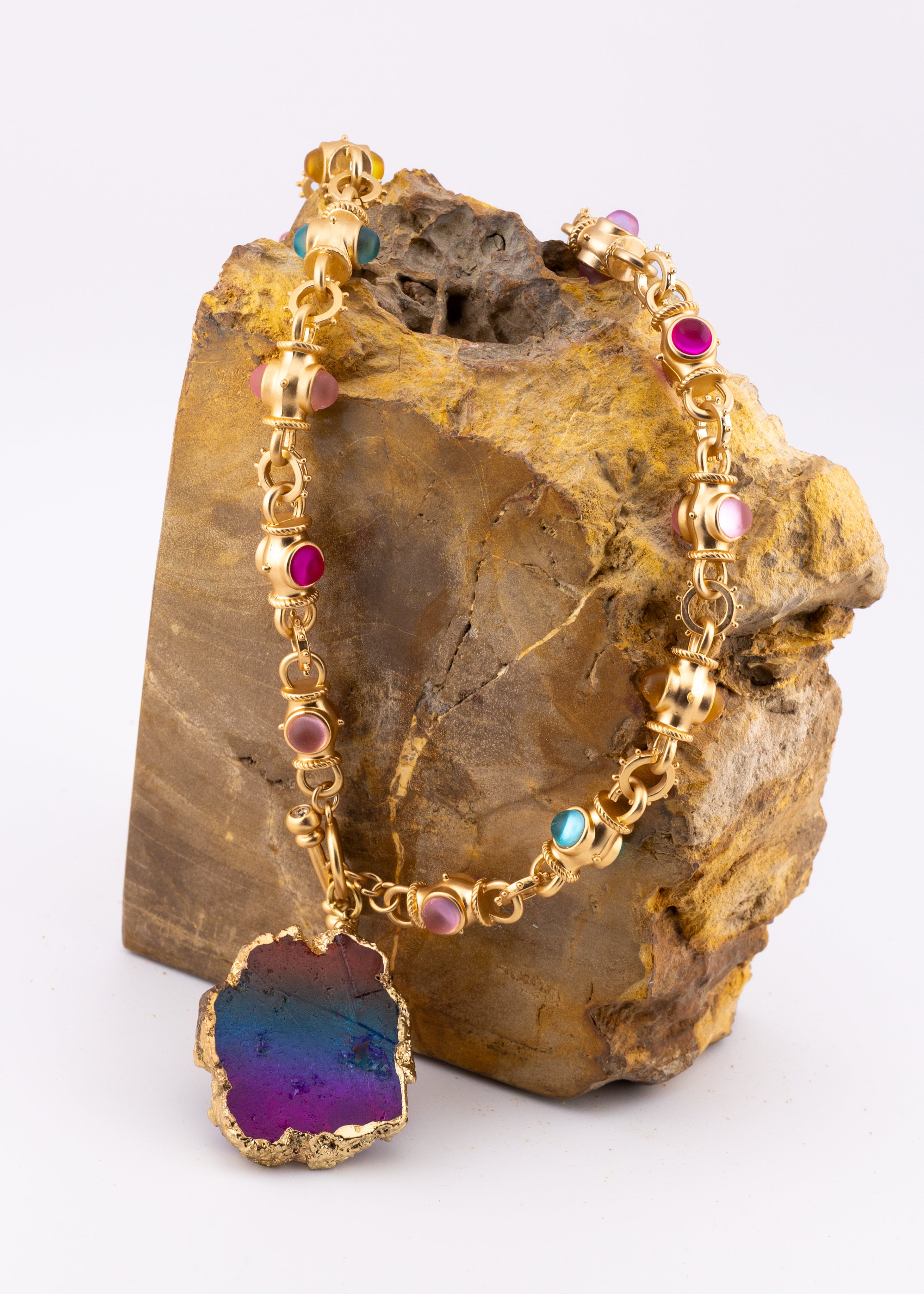 Iridescent Stone Statement Necklace