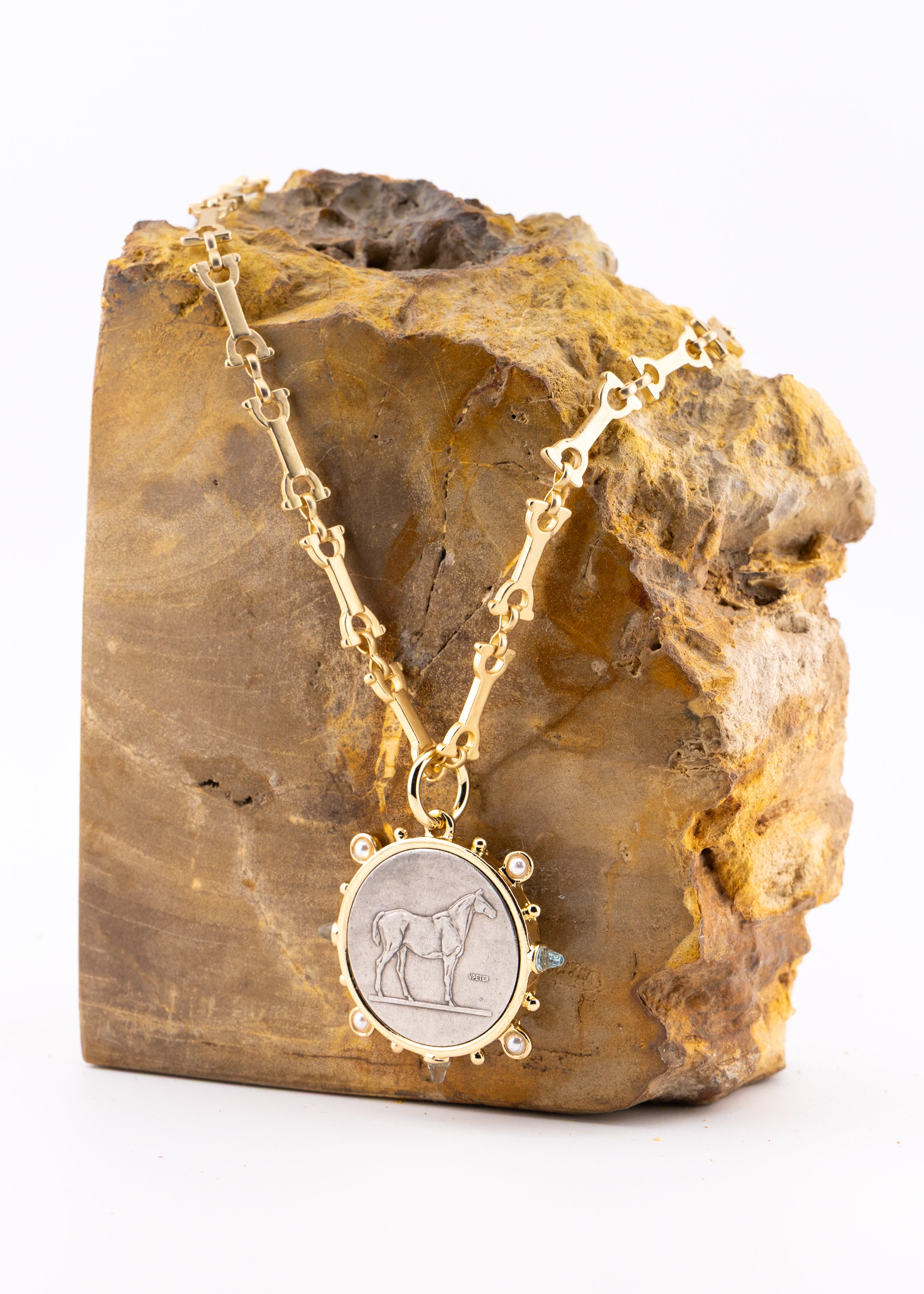 Equestrian Medallion Link Necklace