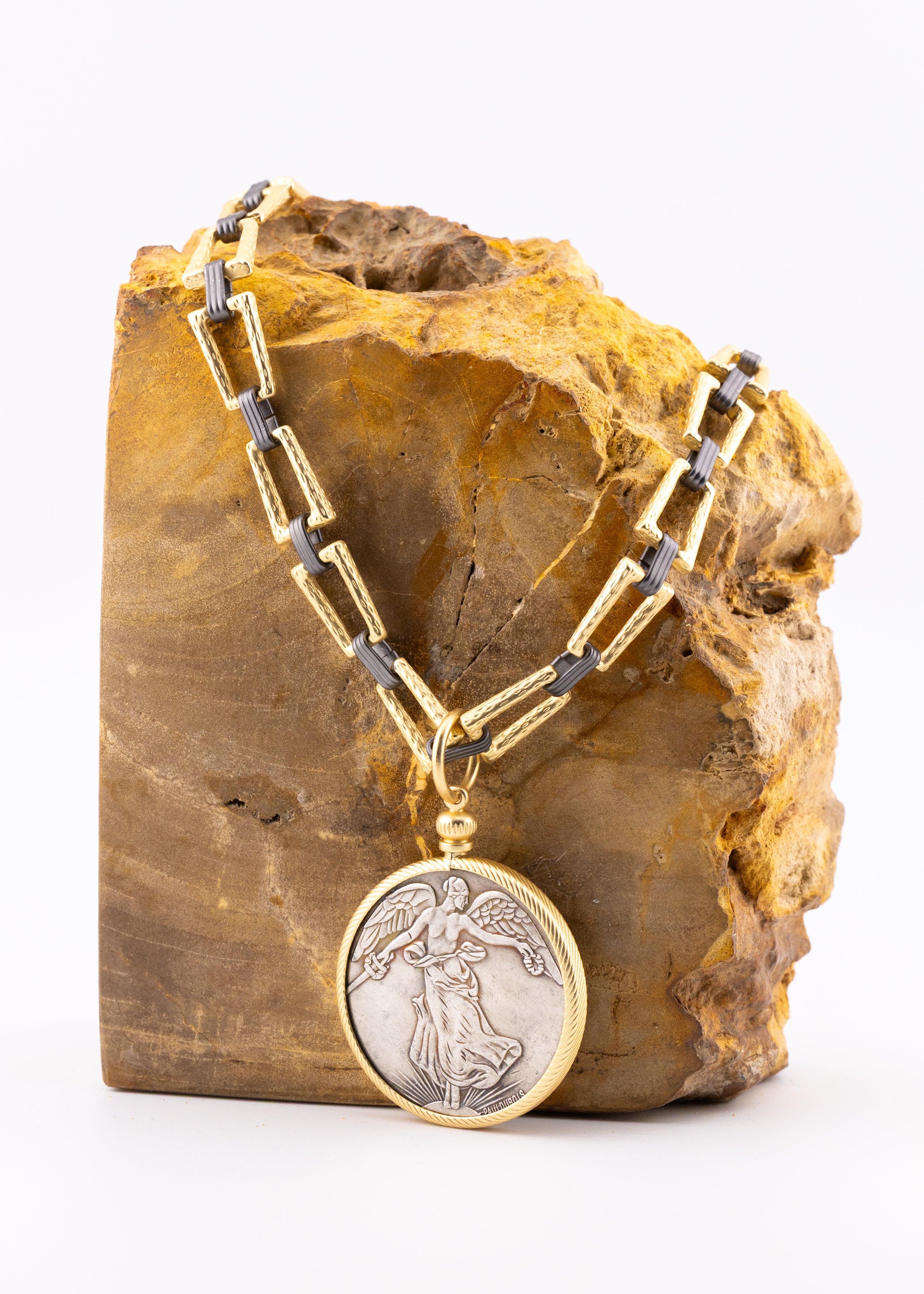 Angel Medallion Mixed Link Necklace