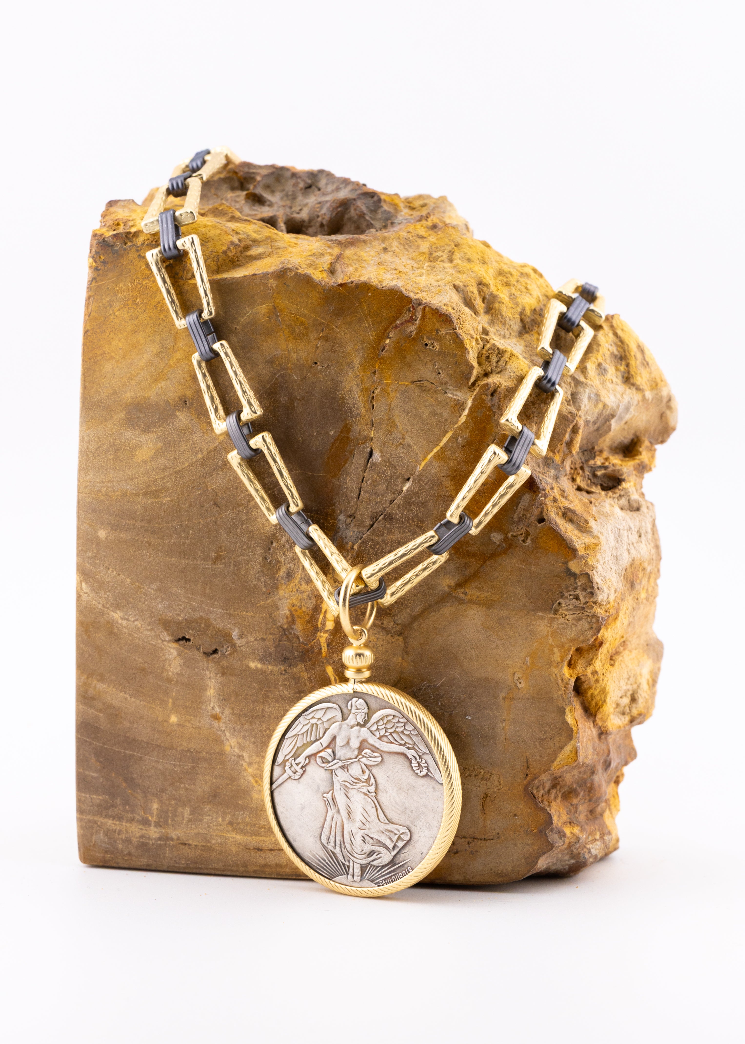 Angel Medallion Mixed Link Necklace