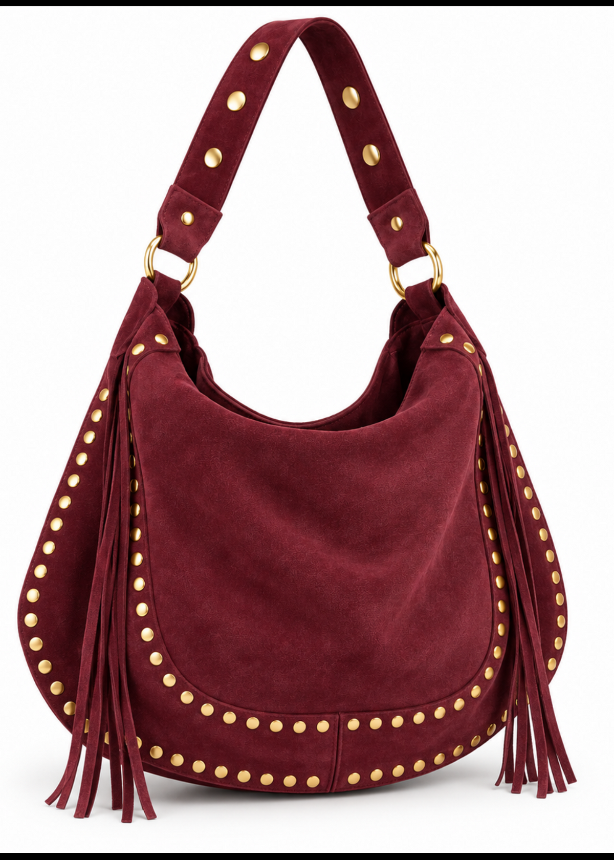 The Siena Studded Suede Fringe Bag