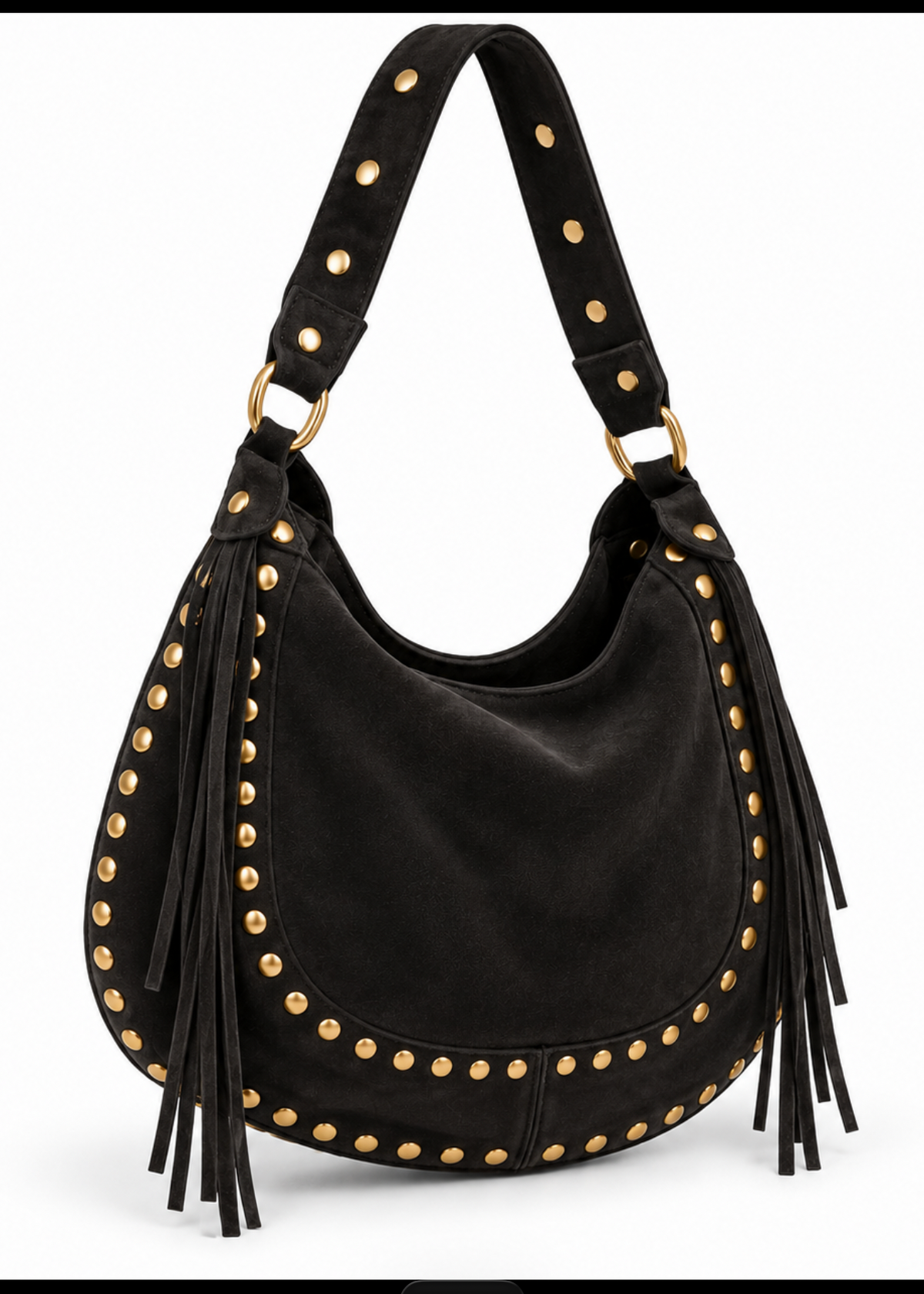The Siena Studded Suede Fringe Bag