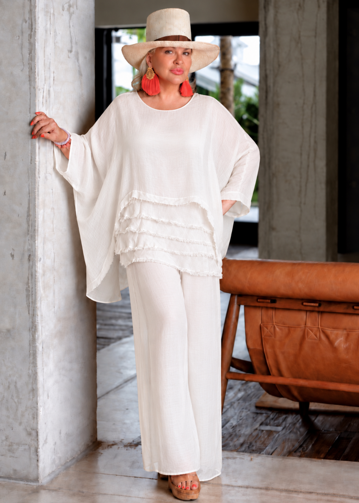 La Dolce Vita Fringe Tunic & Palazzo Pant Set