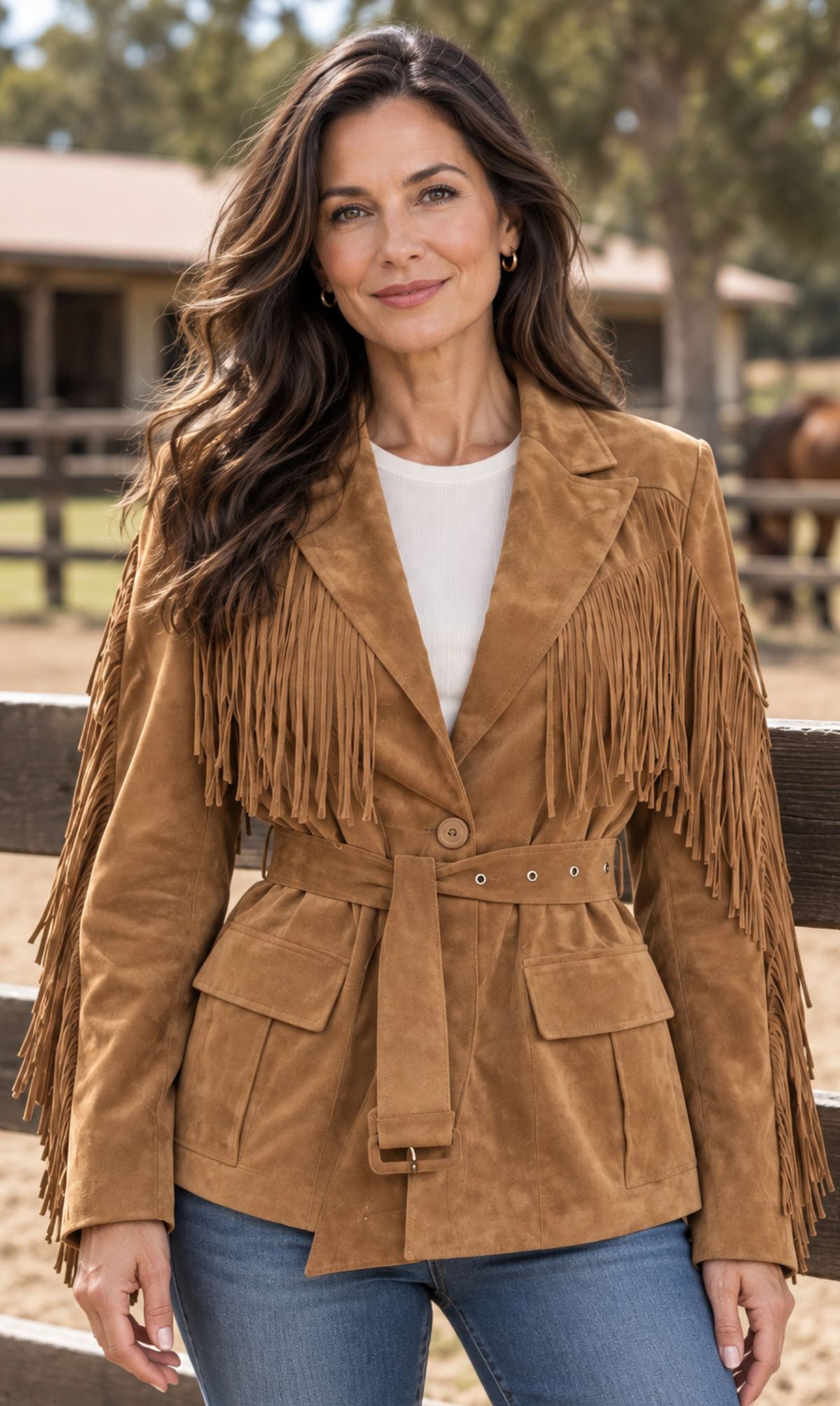 The Siena Fringe Peach Fuzz Jacket